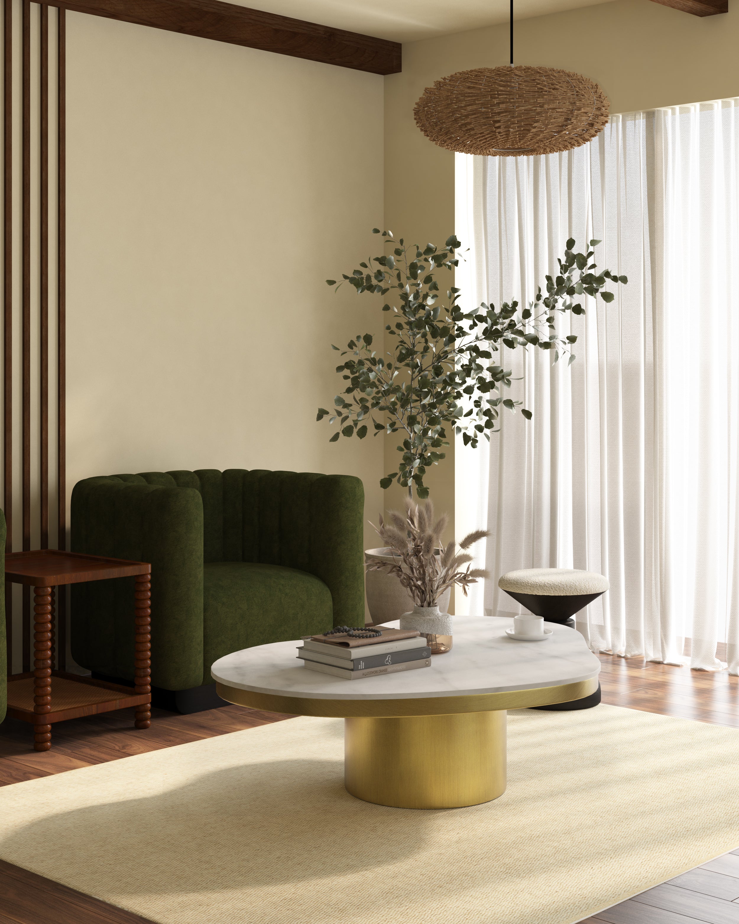 Kidney Marble Brass Coffee Table
