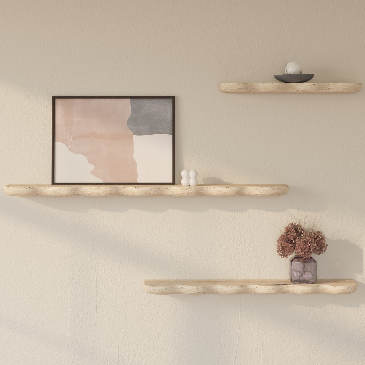 Swirl Wall Shelf -Travertine
