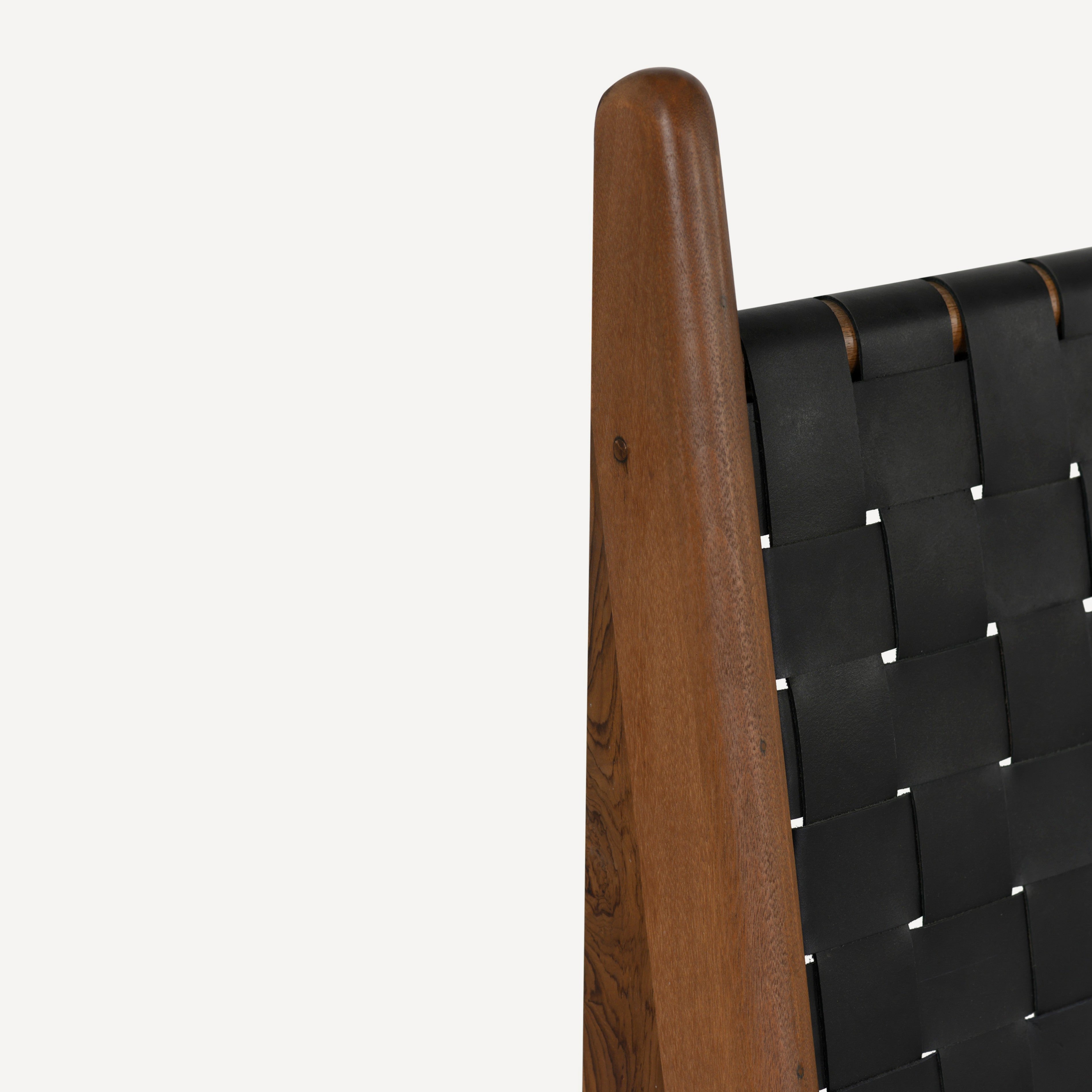 Cove Recycled Teak Leather Bed - Black Leather