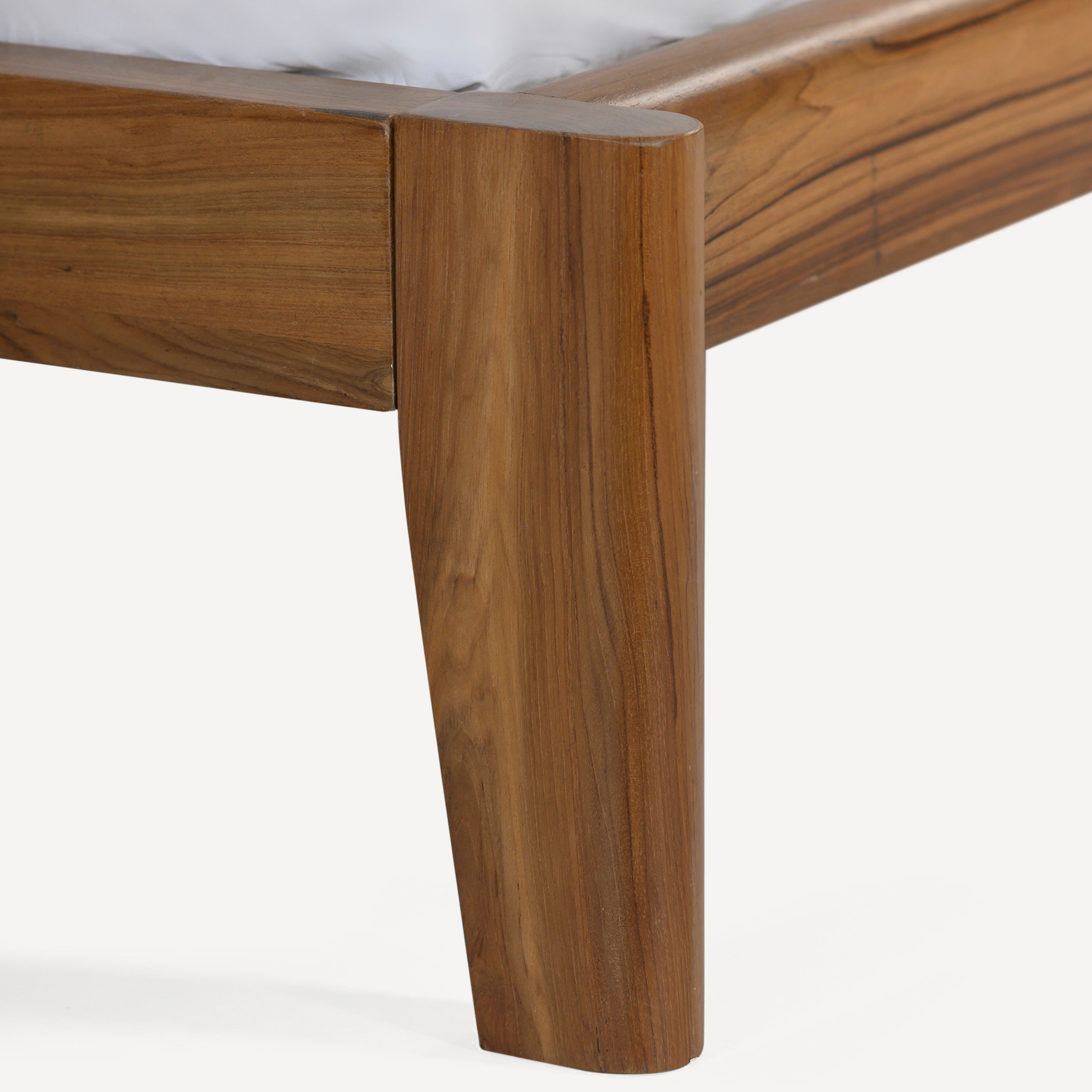 Cove Recycled Teak Leather Bed - Black Leather