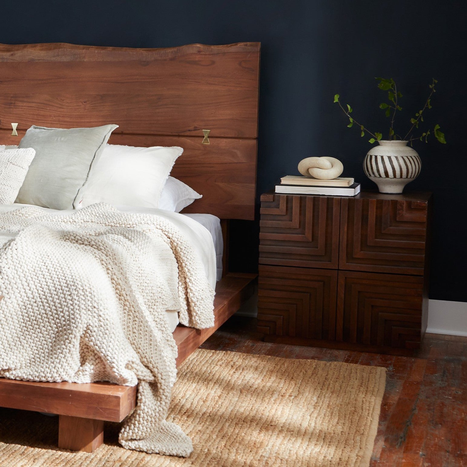 Maze Solid Wood Nightstand