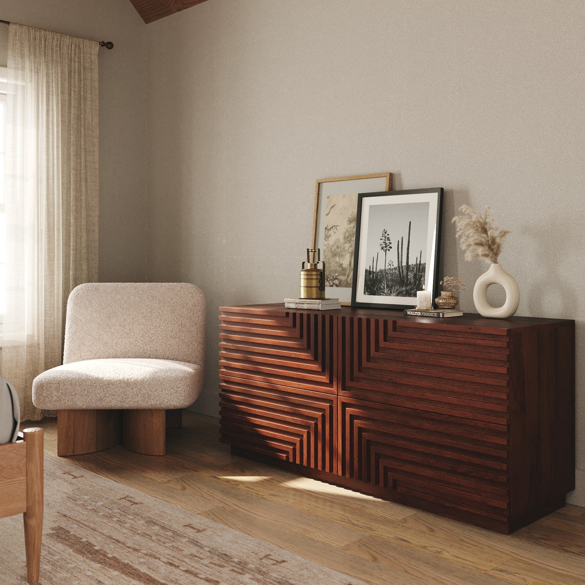 Maze Solid Wood Low Dresser