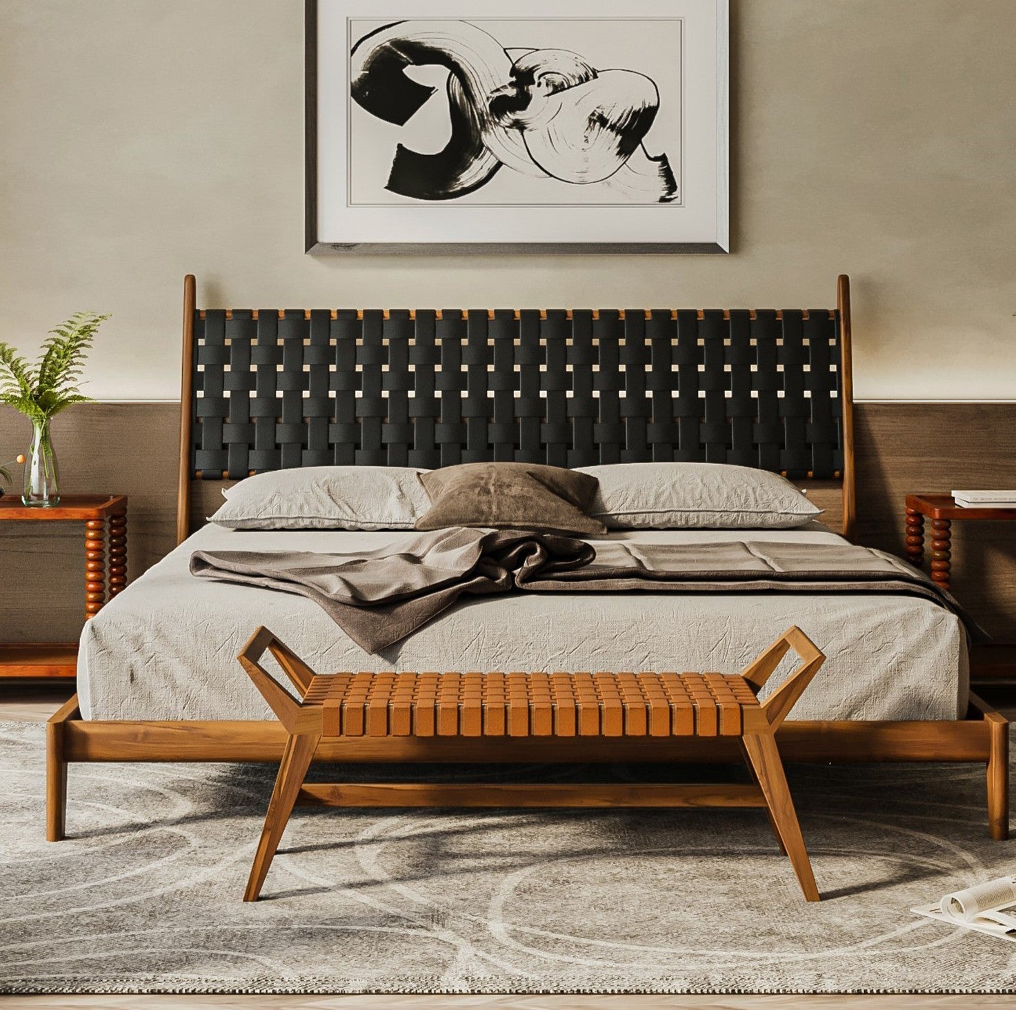 Cove Recycled Teak Leather Bench