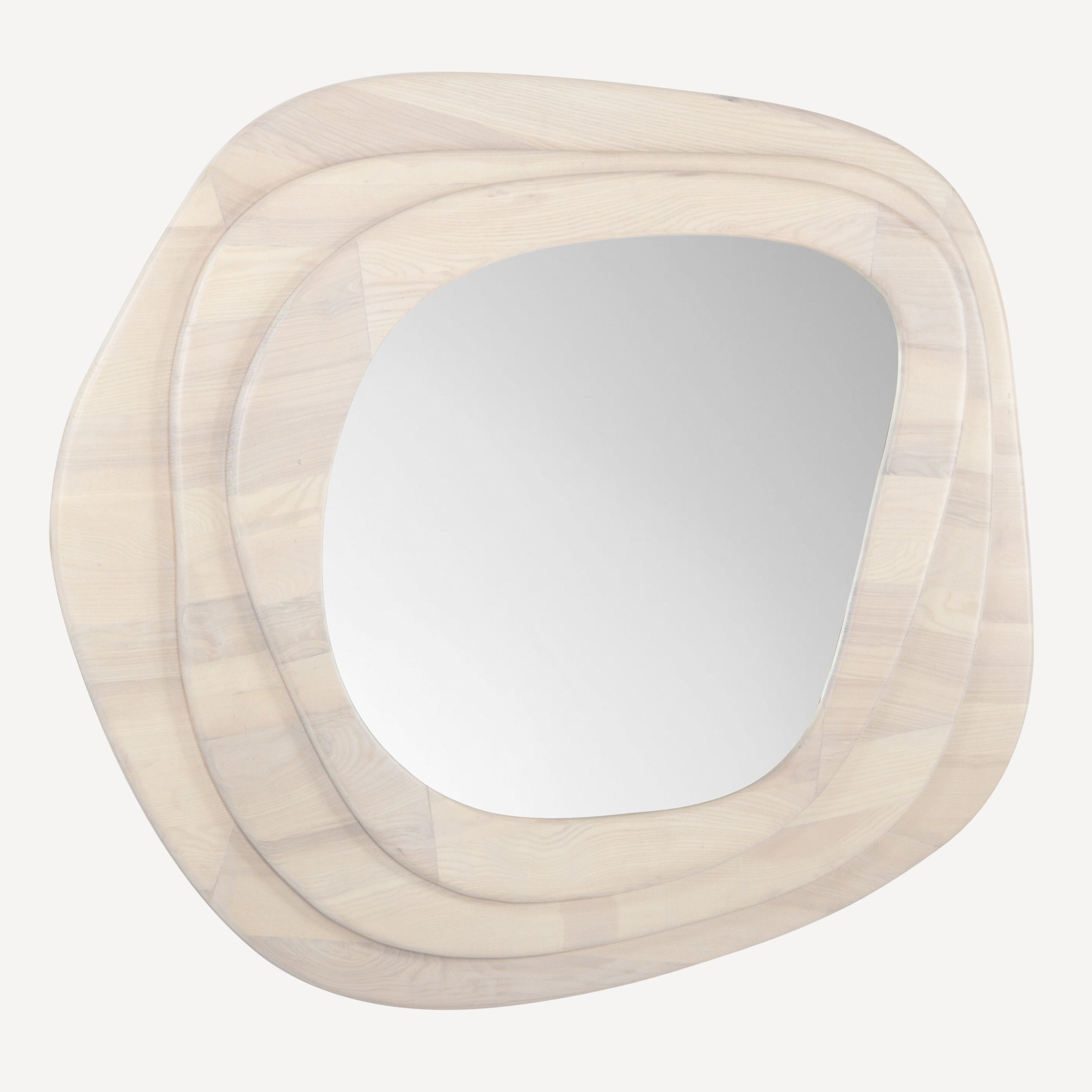 Layered Ash Wood Mirror - Whitewash