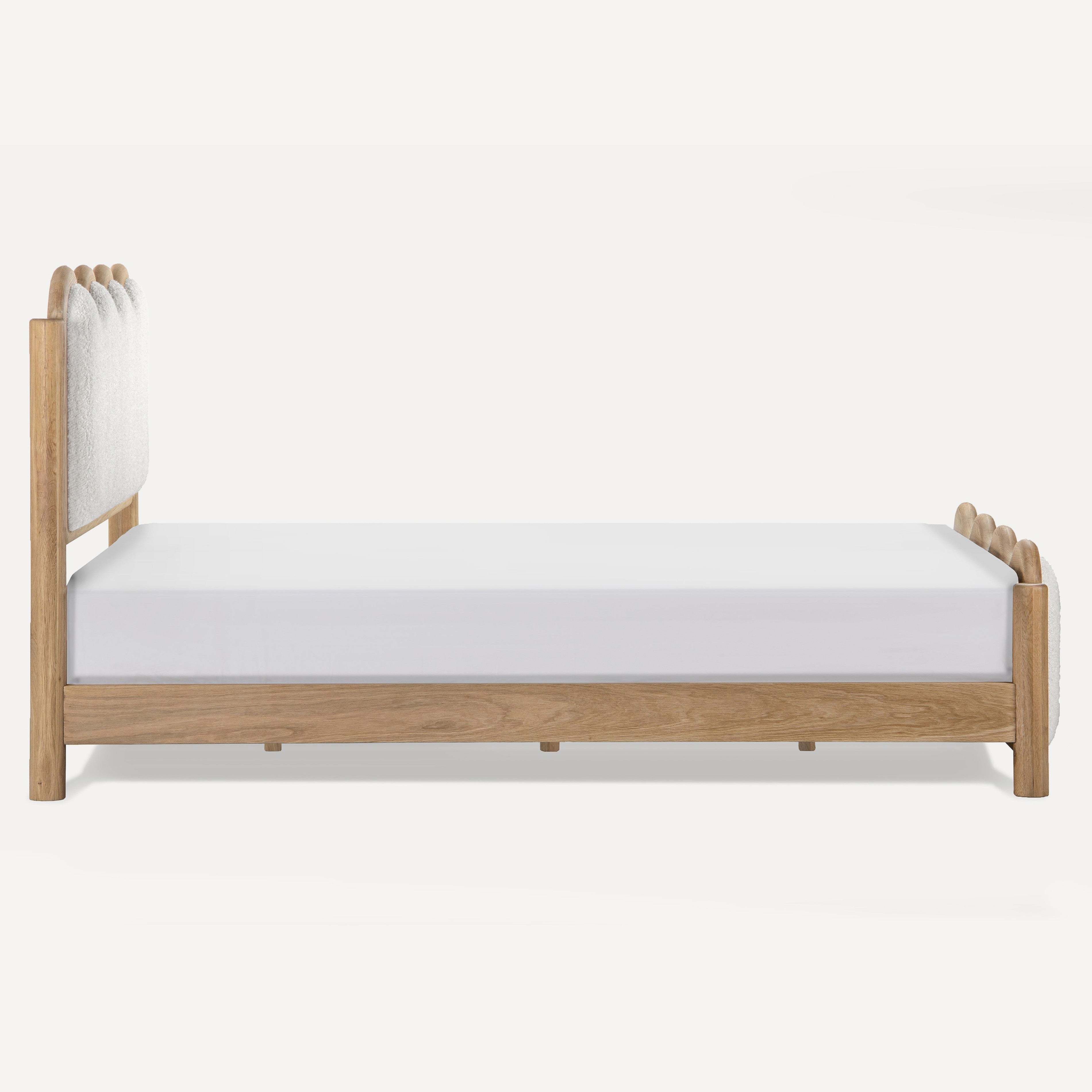 Swirl Upholstered Oak Bed - Natural