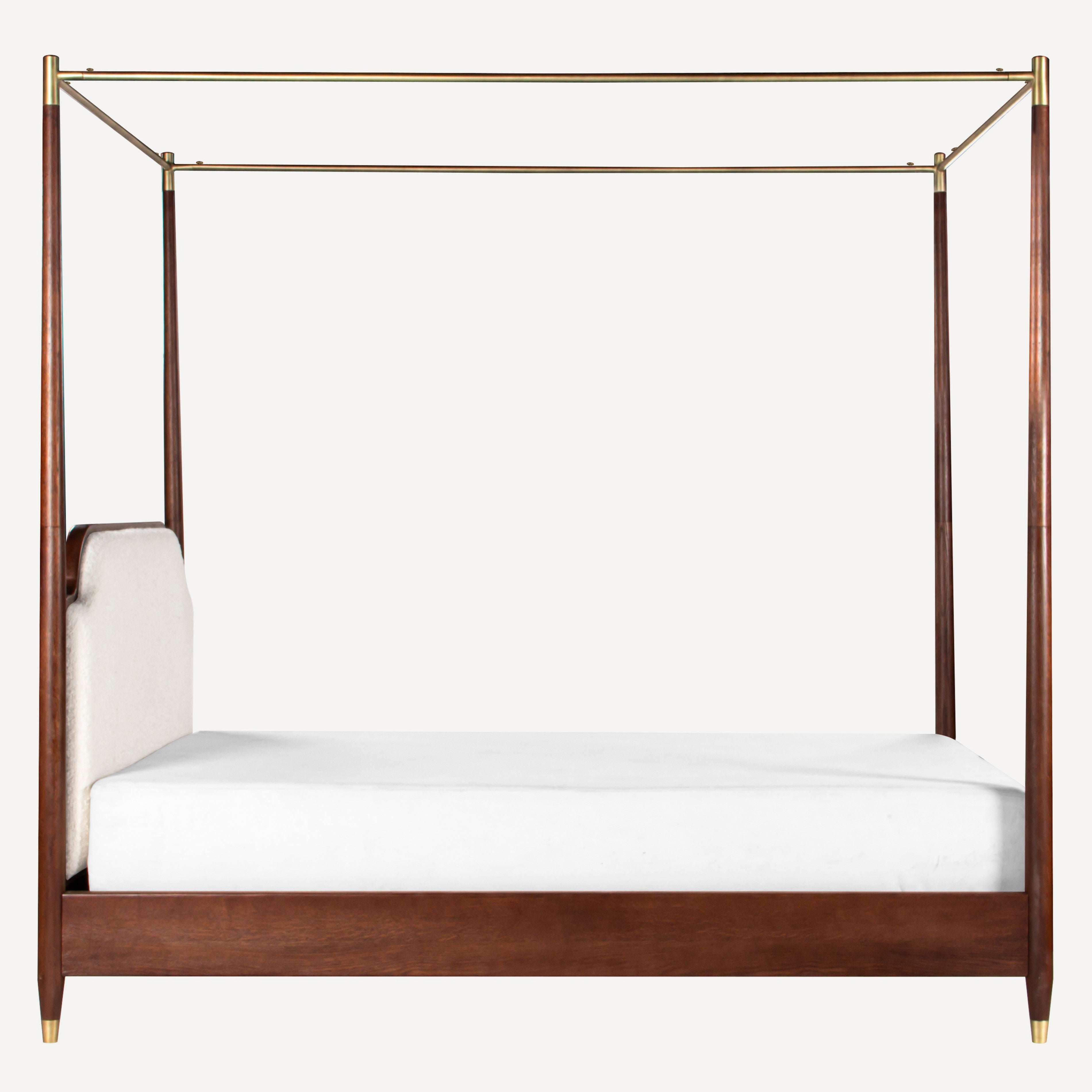 Moira Upholstered Solid Oak Canopy Bed