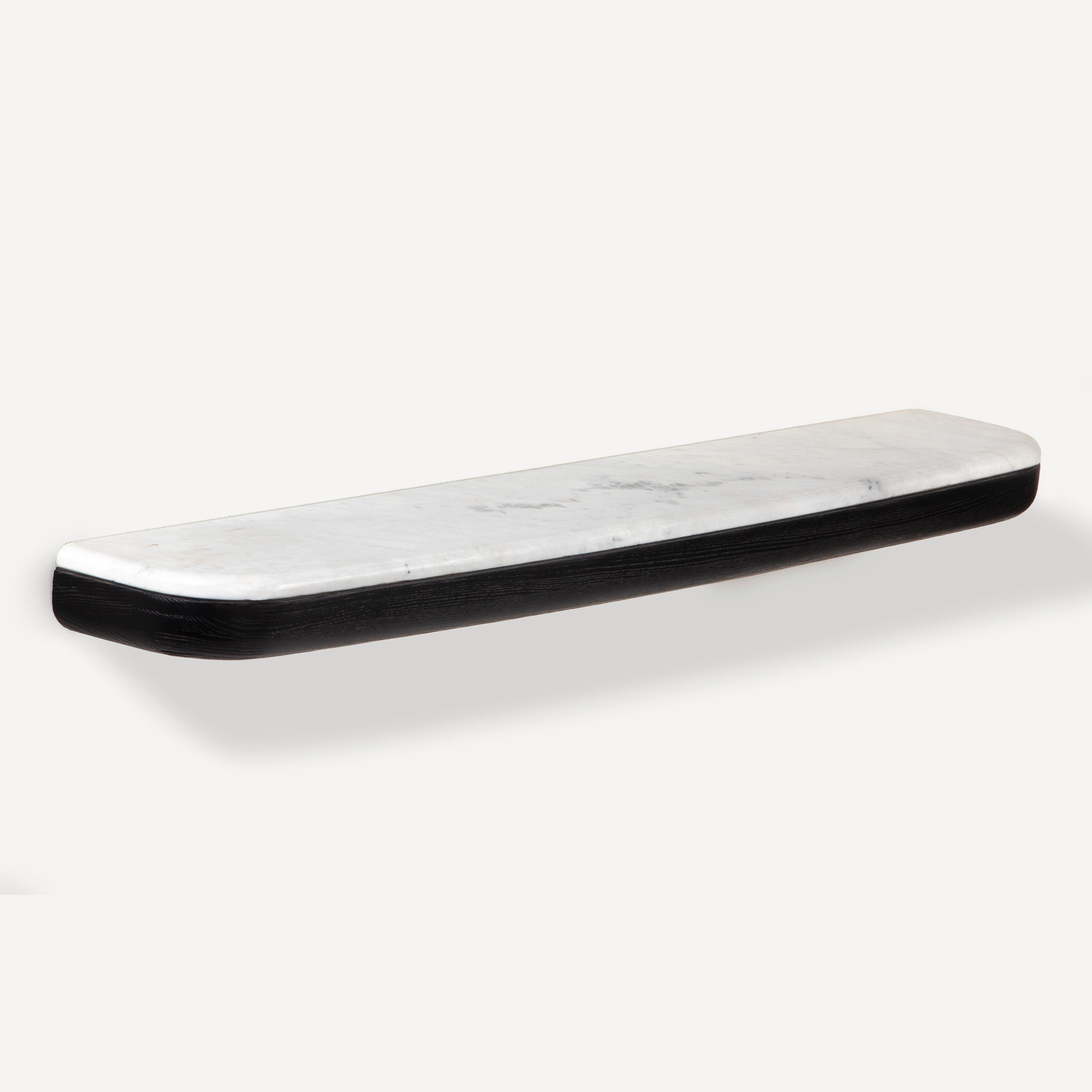 Pillar Marble Oak Wall Shelf