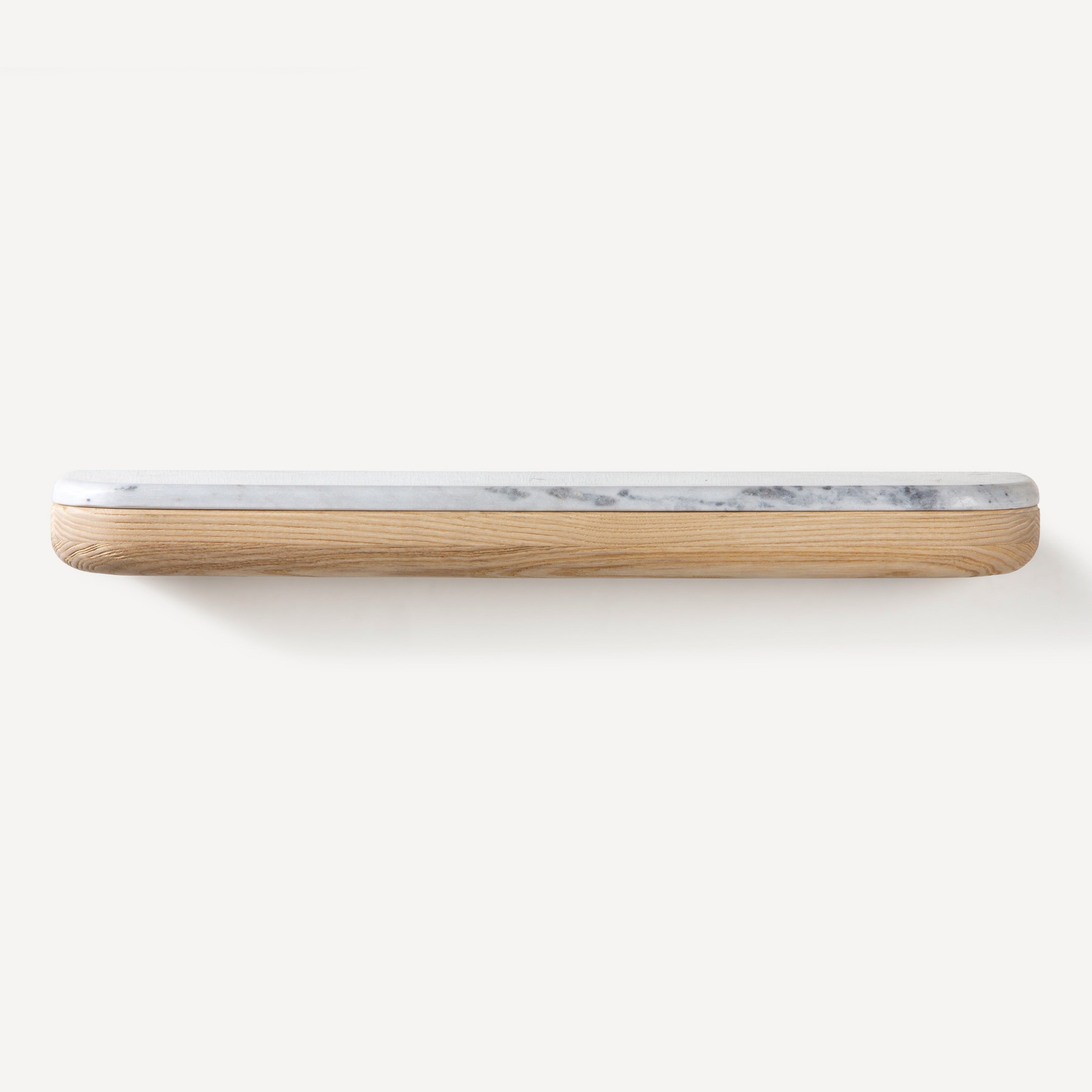 Pillar Marble Oak Wall Shelf