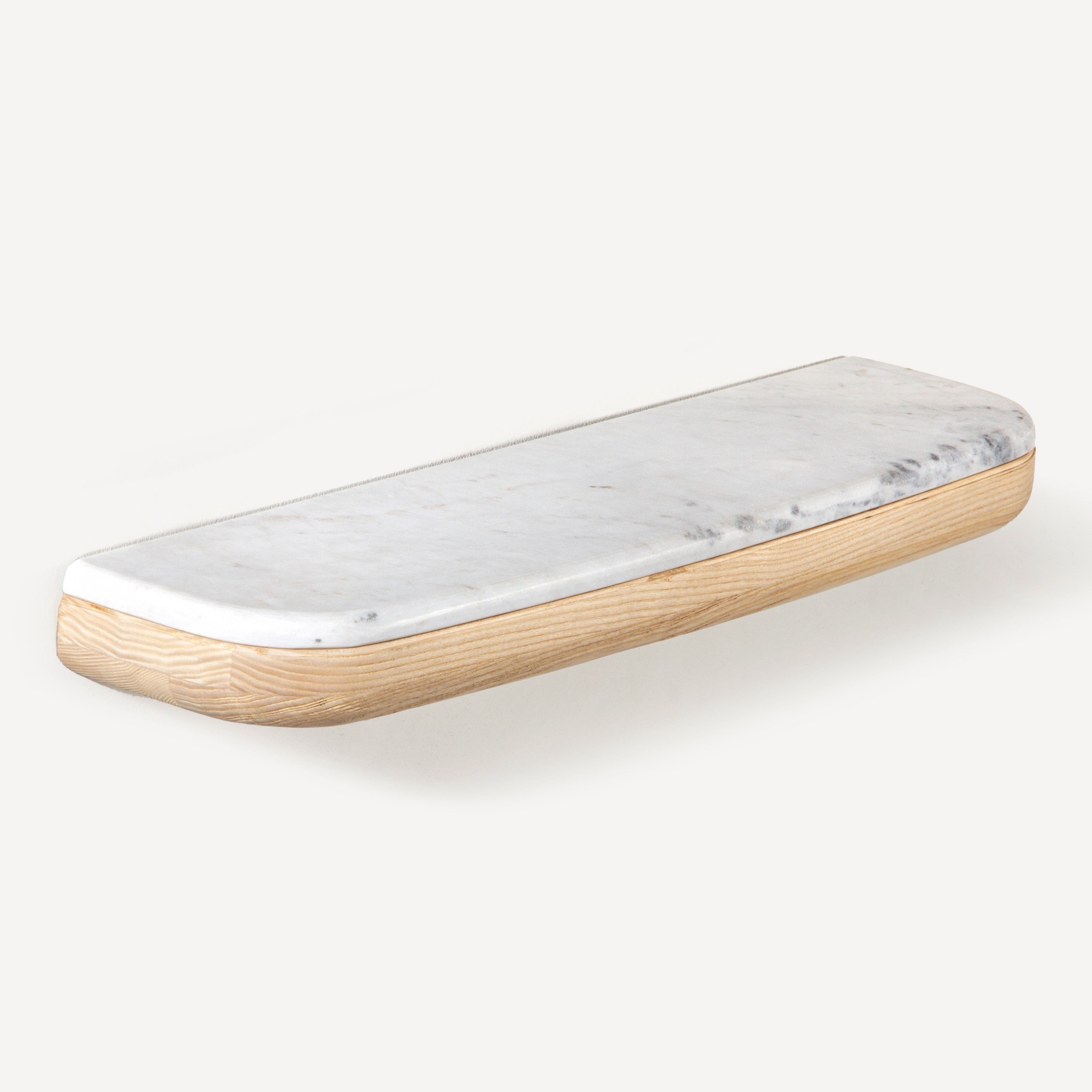 Pillar Marble Oak Wall Shelf