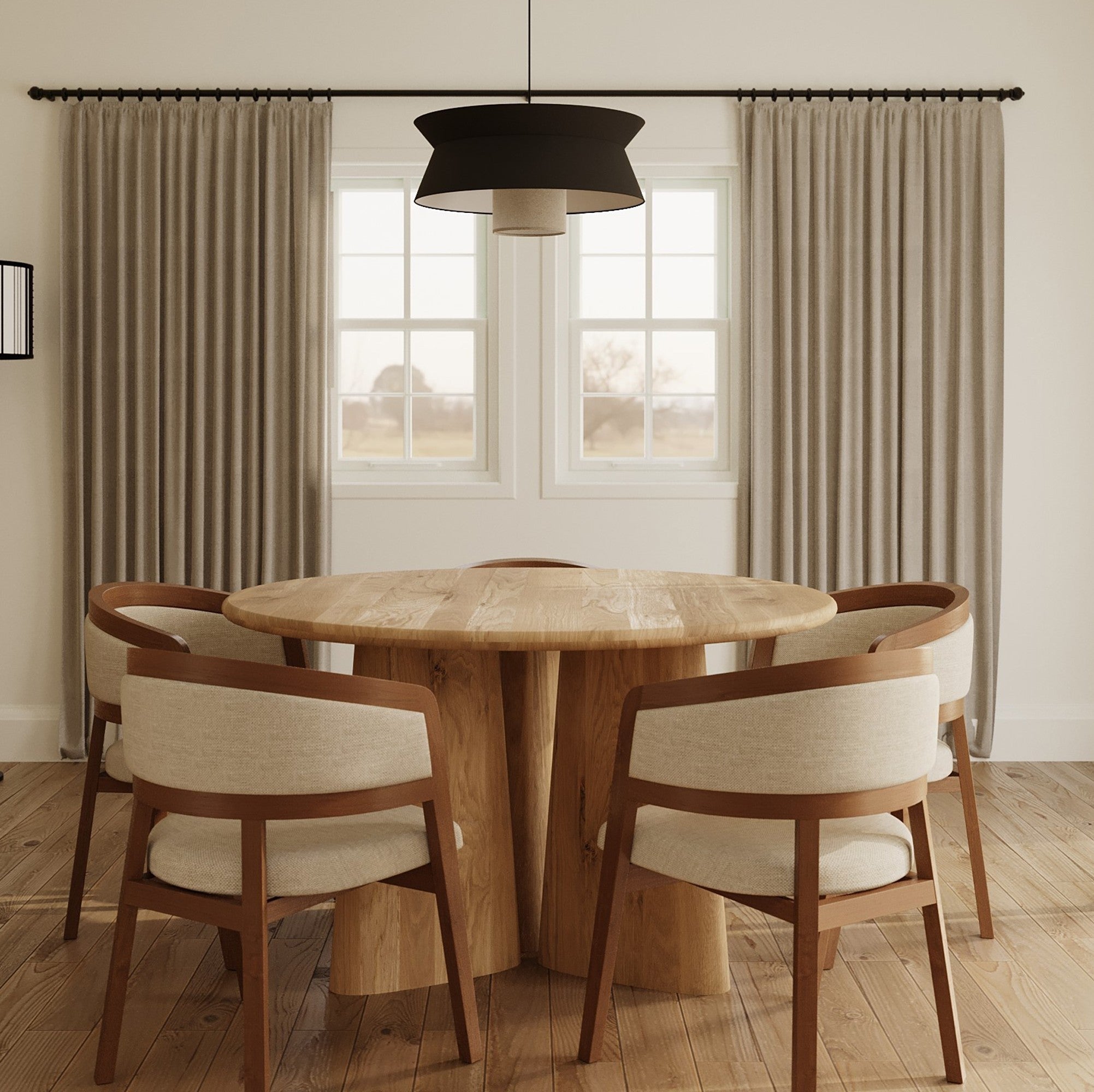 Laurel Solid White Oak Round Dining Table - Natural