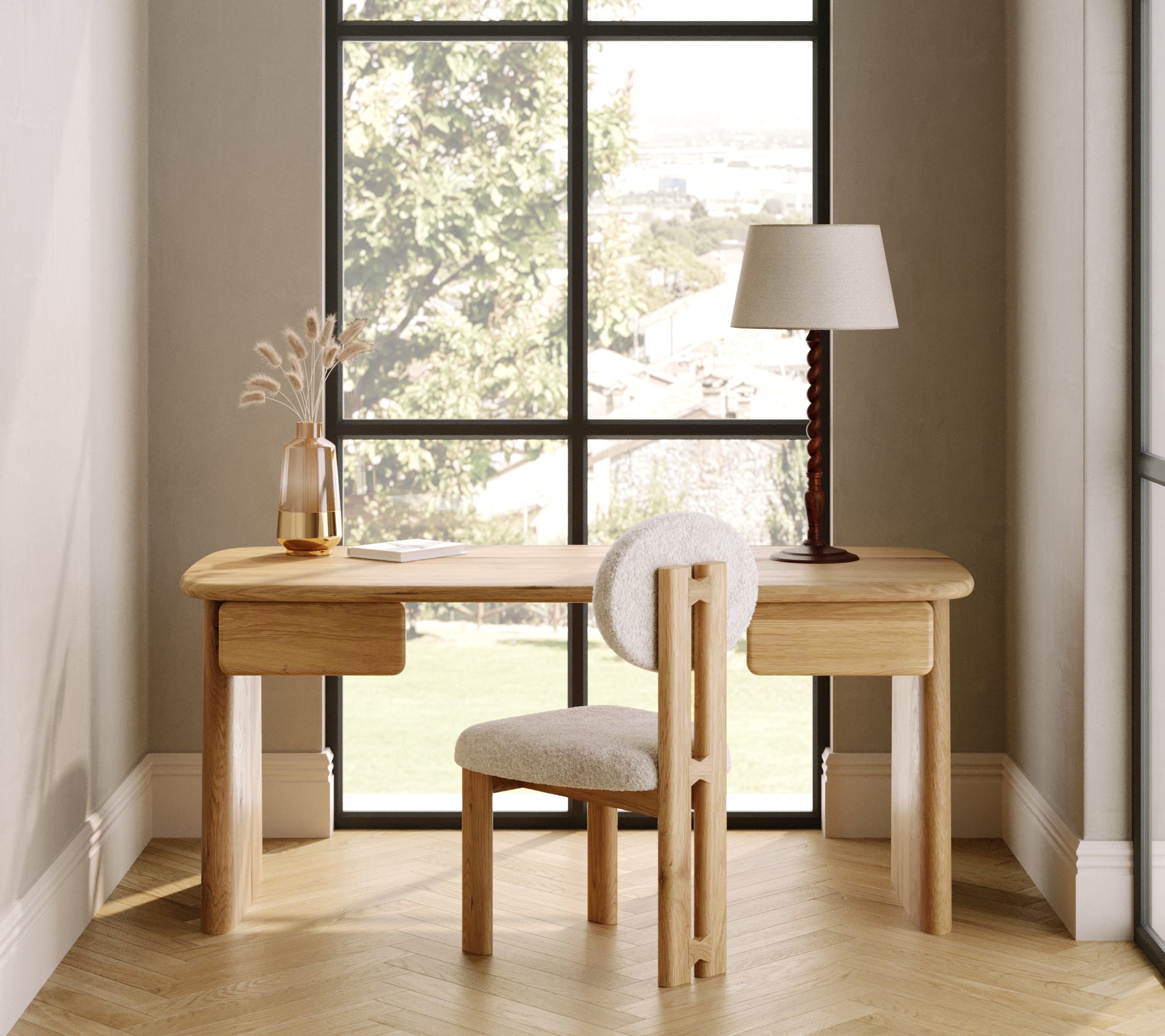 Colton Upholstered Oak Chair - Natural