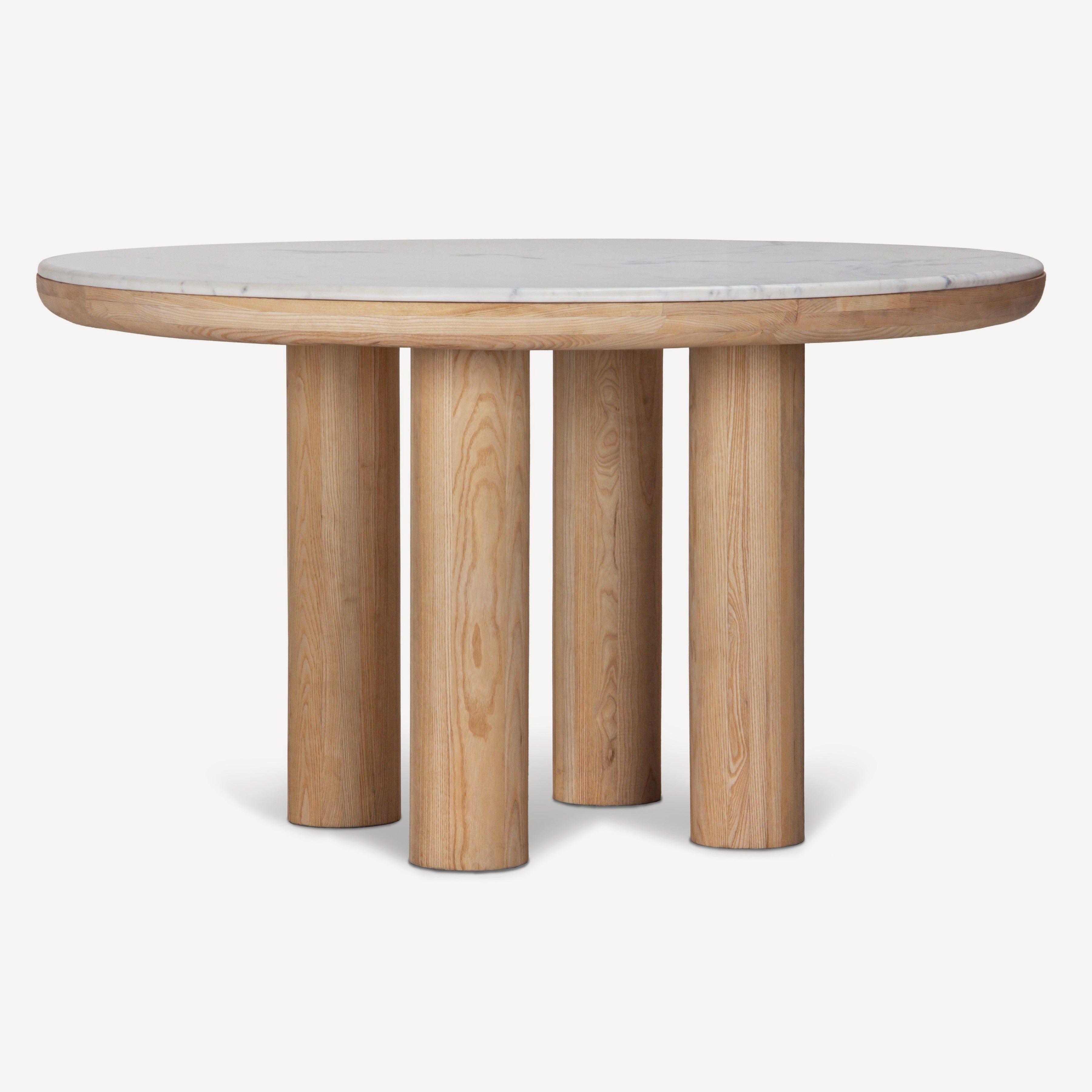 Pillar Marble Oak Dining Table