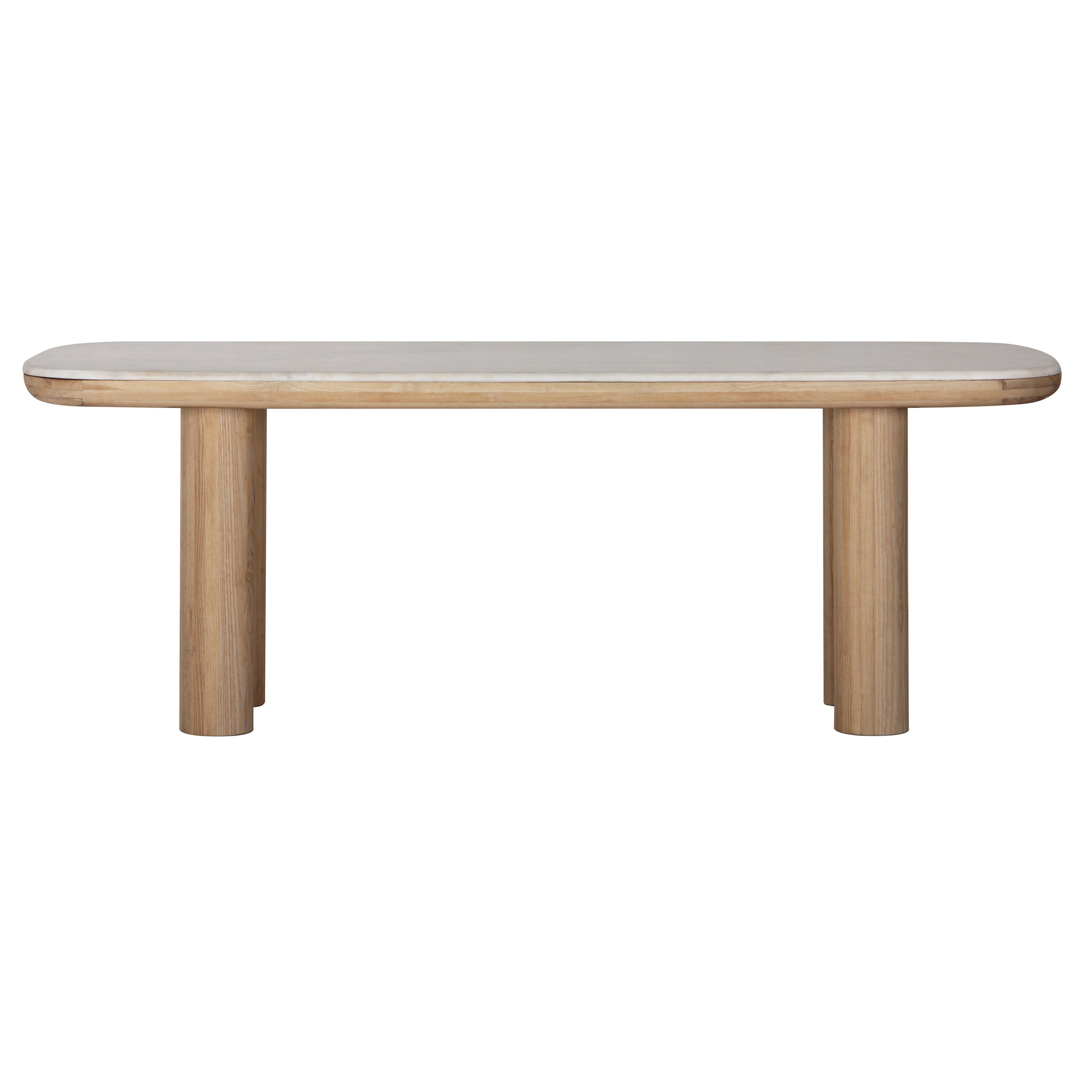 Pillar Marble Oak Dining Table