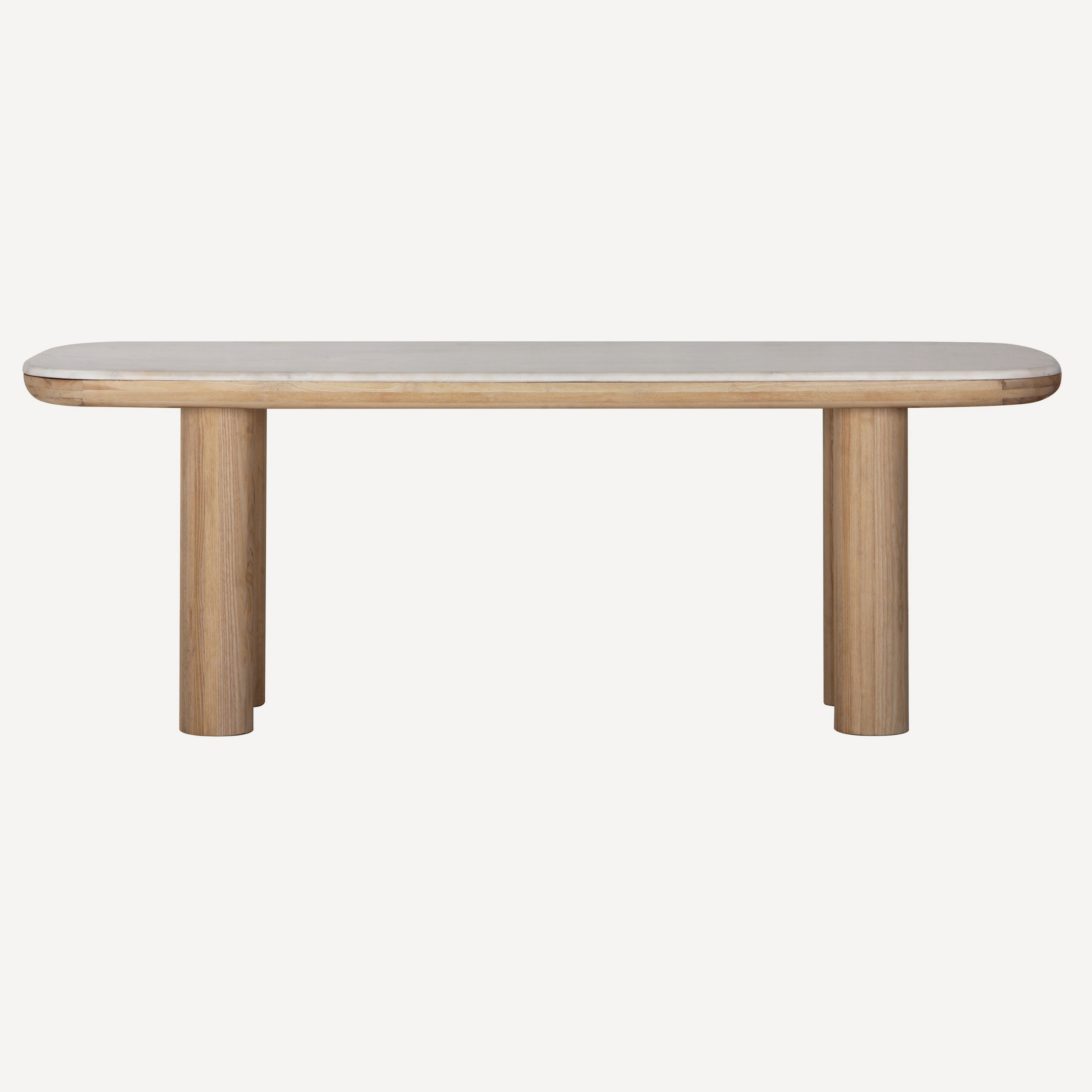 Pillar Marble Oak Dining Table