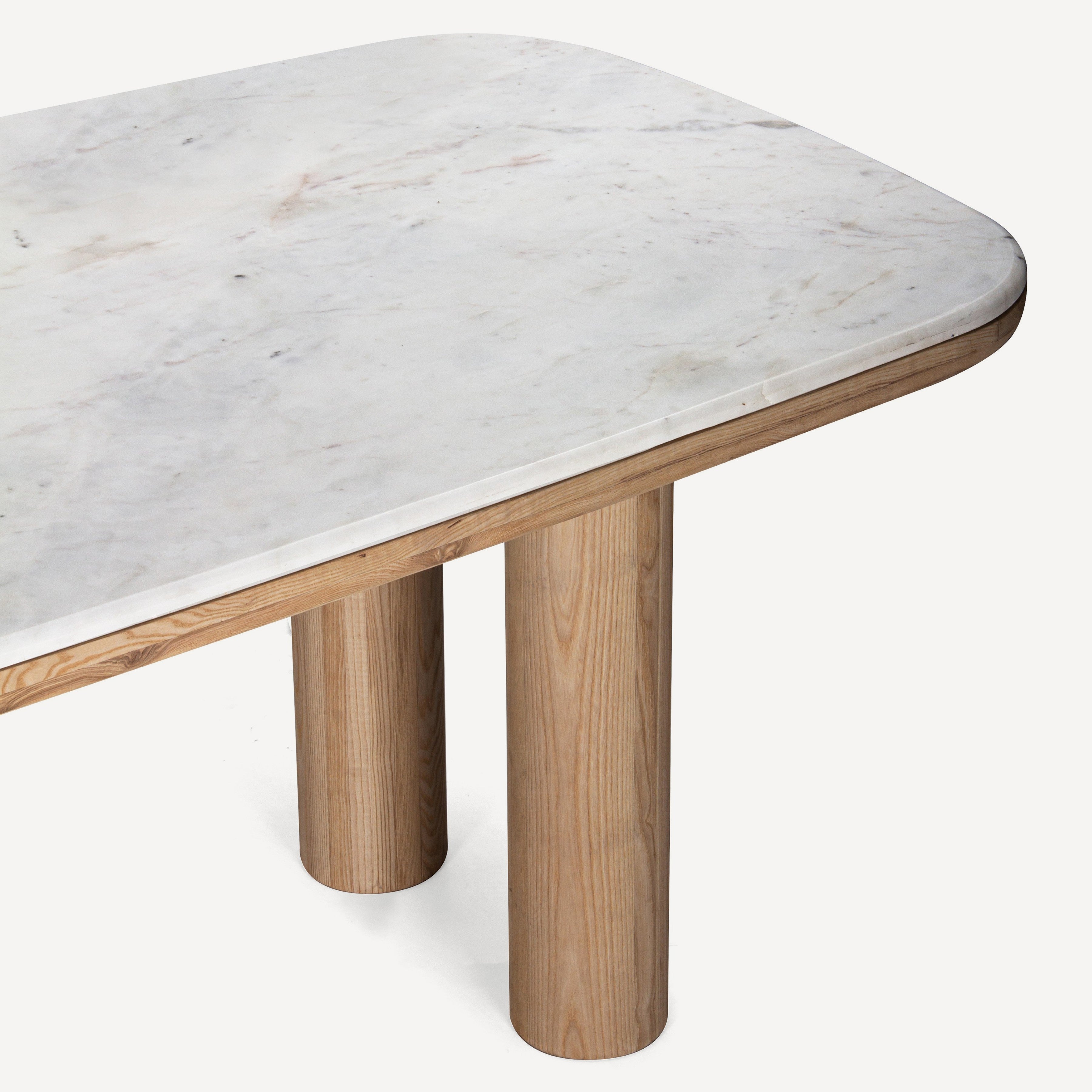 Pillar Marble Oak Dining Table