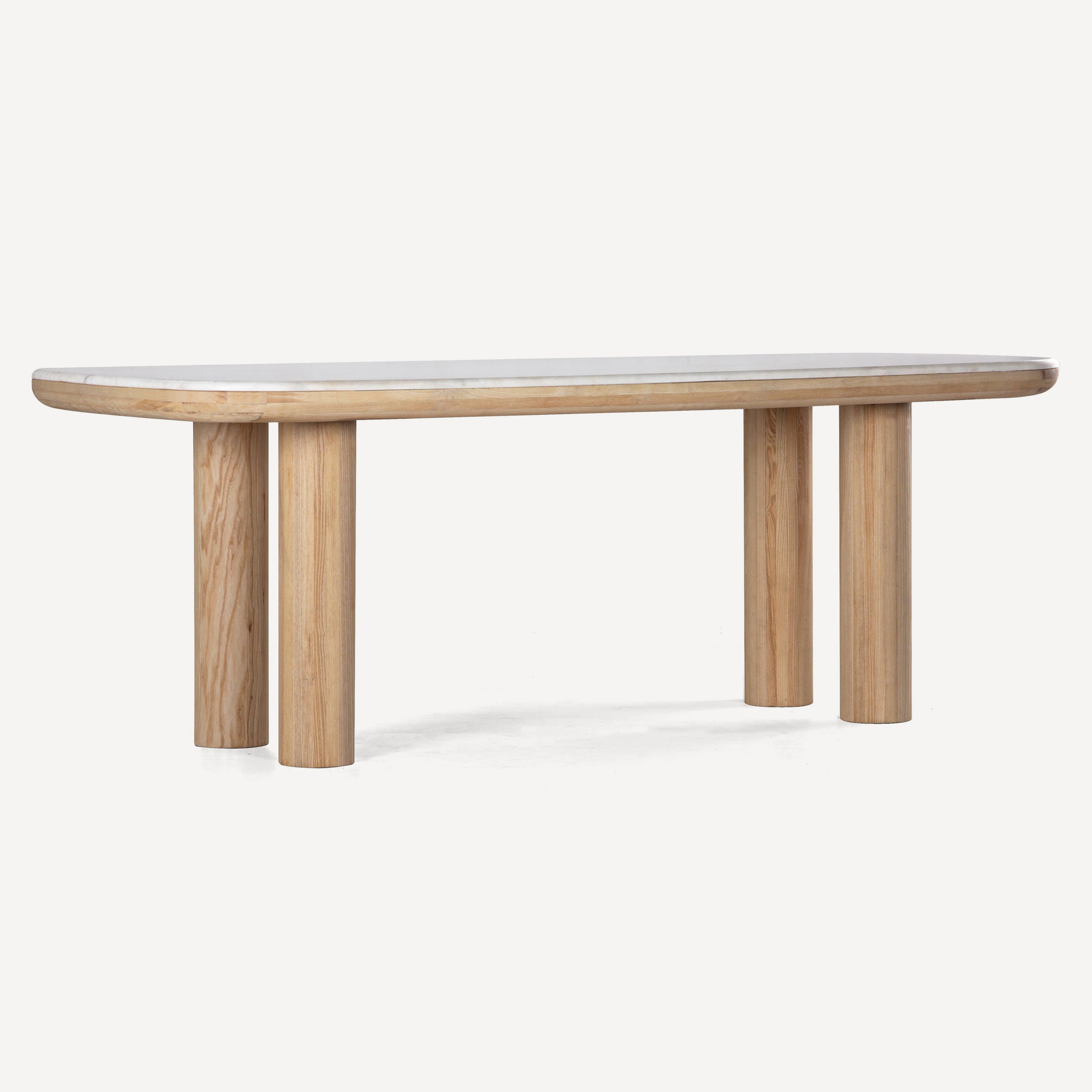 Pillar Marble Oak Dining Table
