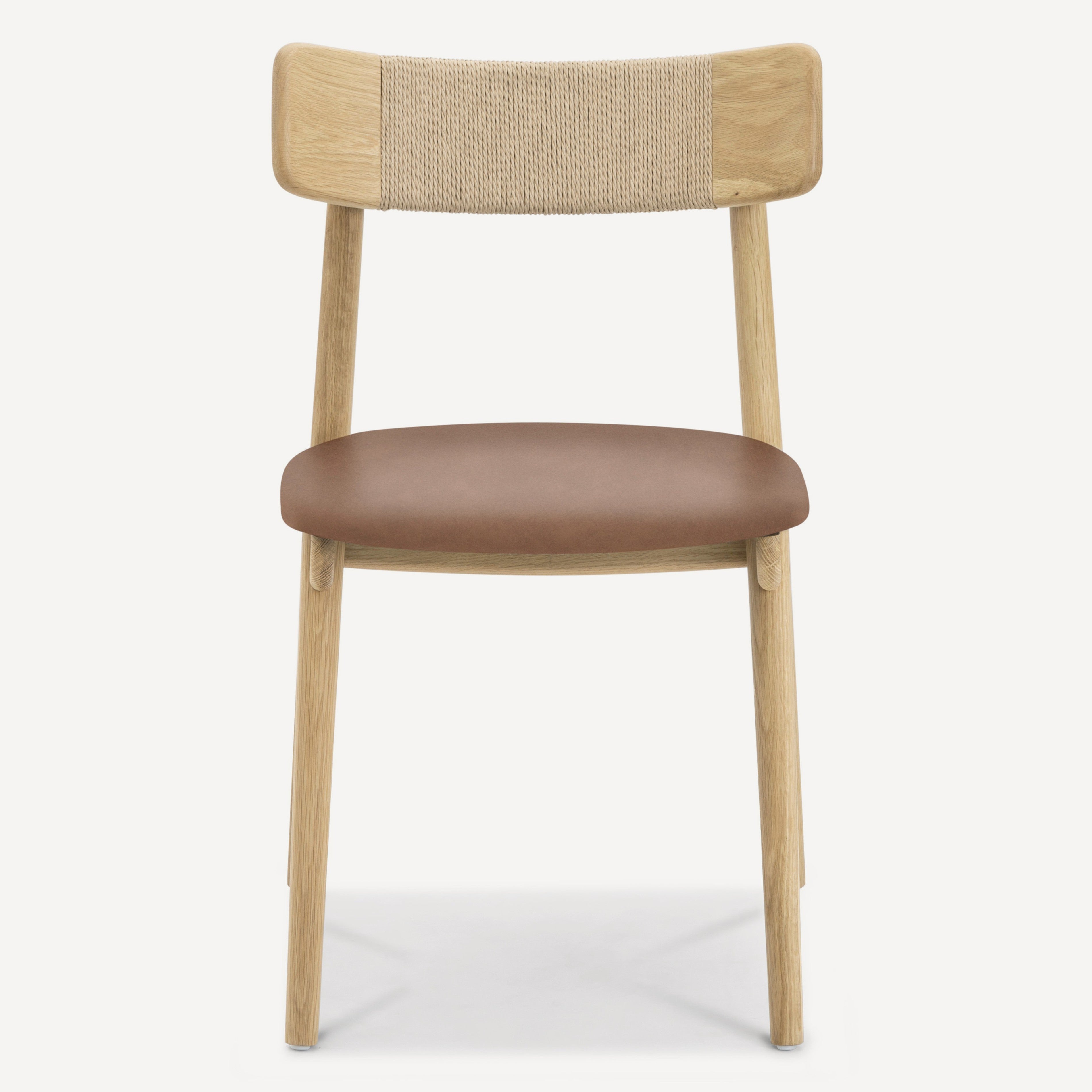 Converse Leather Solid Oak Dining Chair