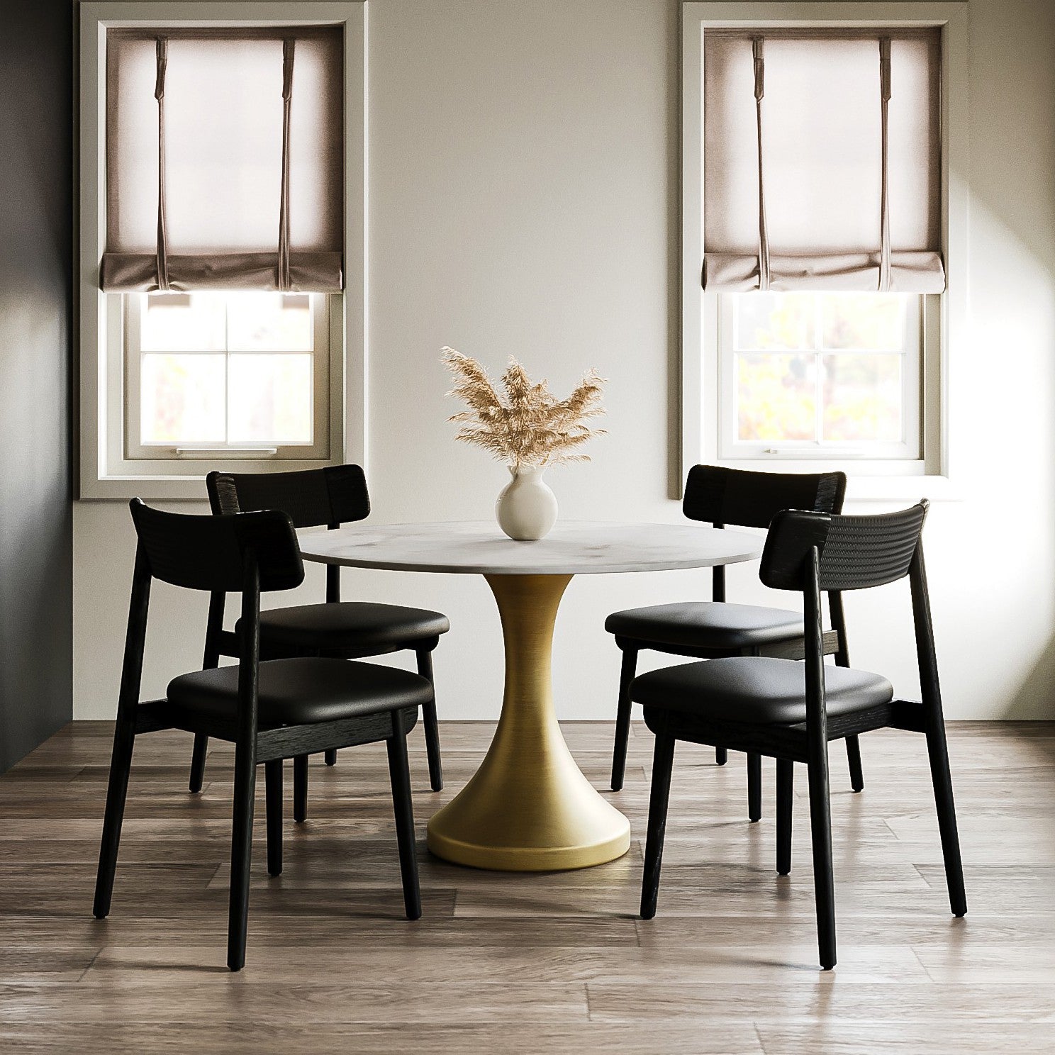 Converse Leather Solid Oak Dining Chair