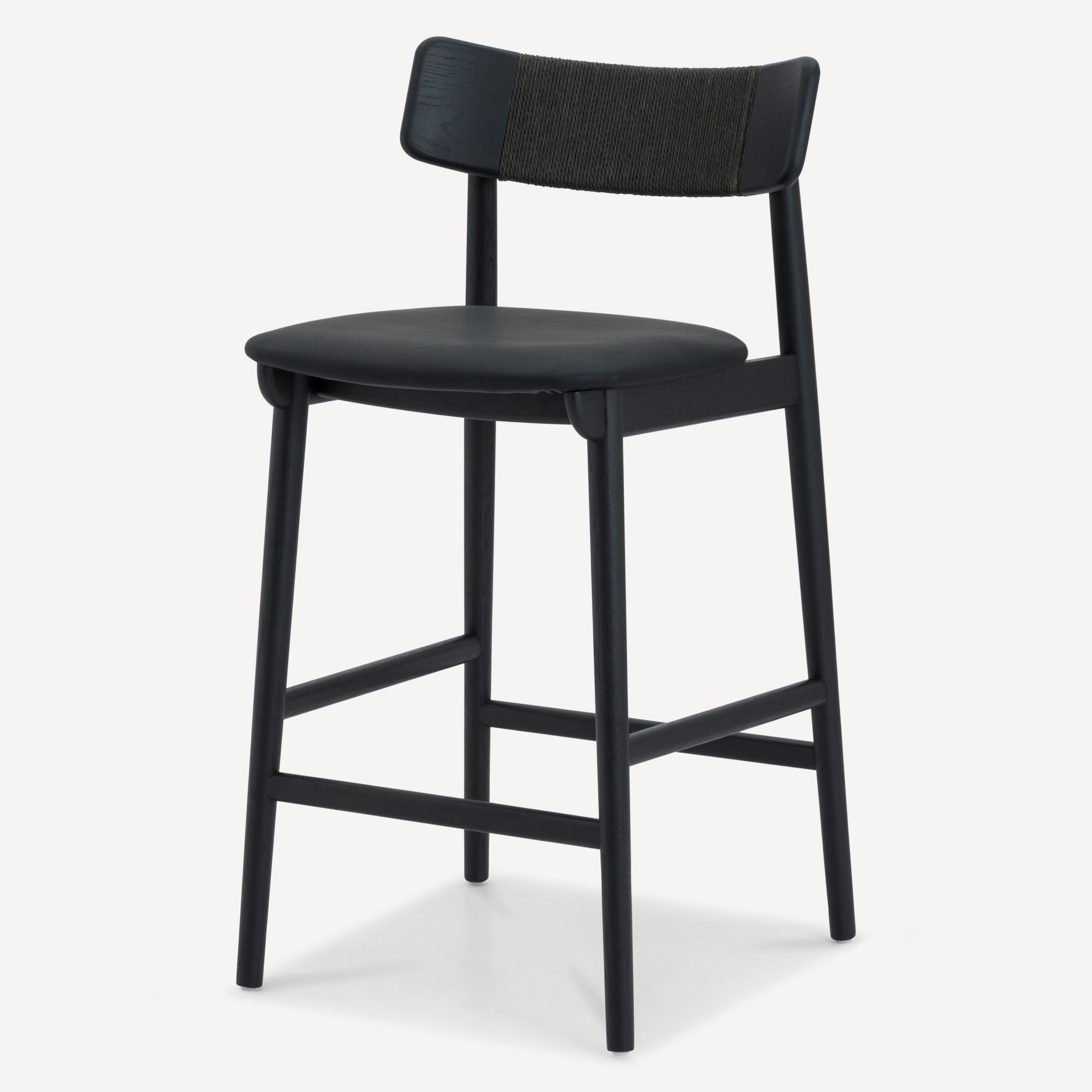 Converse Leather Solid Oak Counter Stool