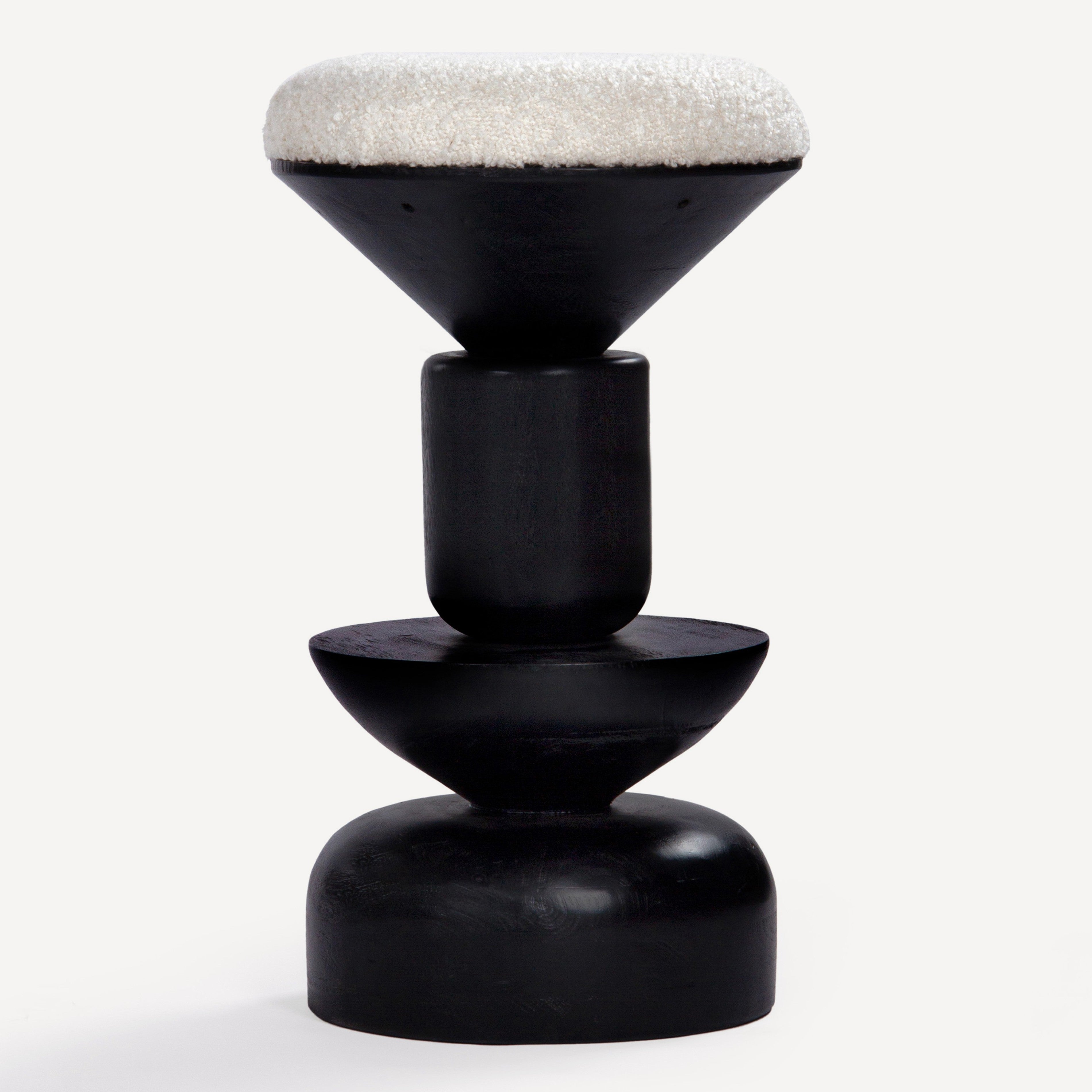 Kebab Solid Wood Counter Stool - Charcoal