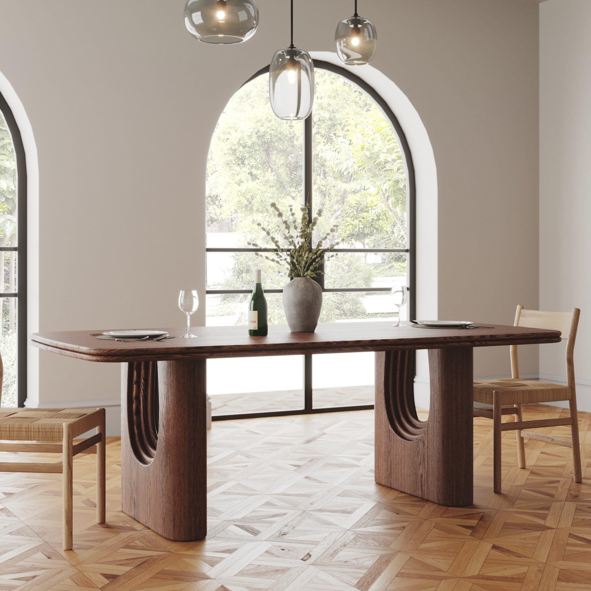 Layered Solid Oak Dining Table