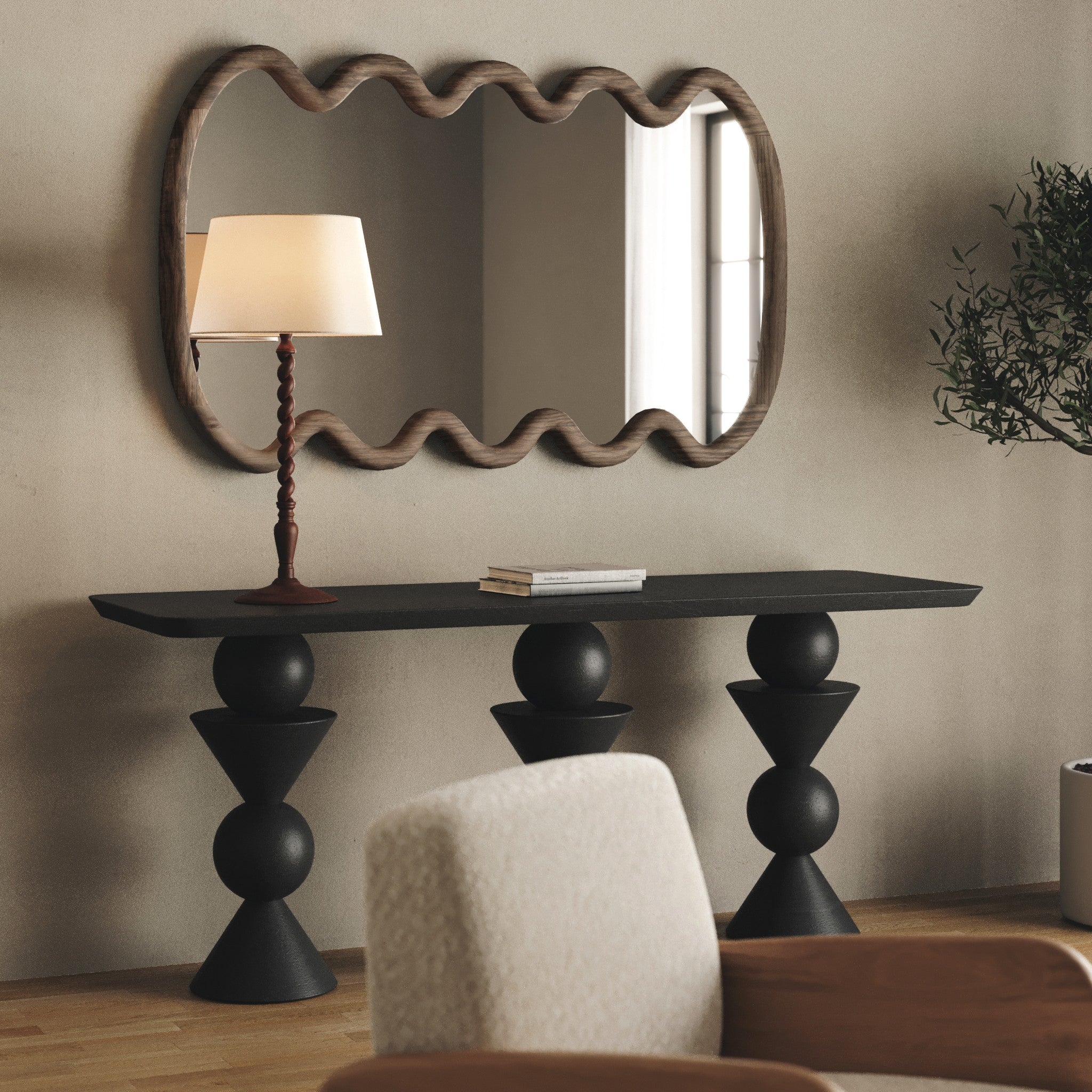 Swirl Ash Wood Large Mirror