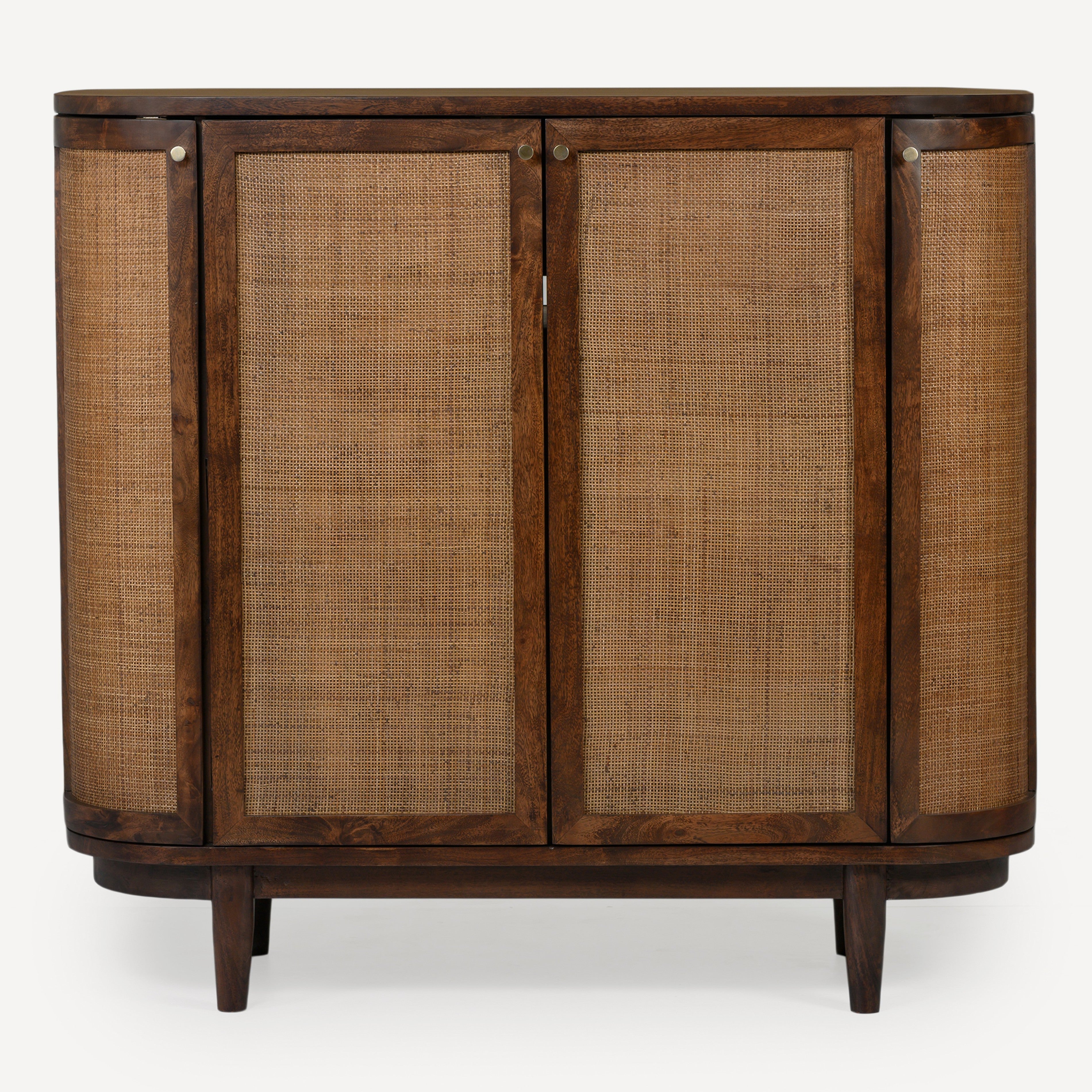 Canggu Storage Cane Solid Wood Cabinet