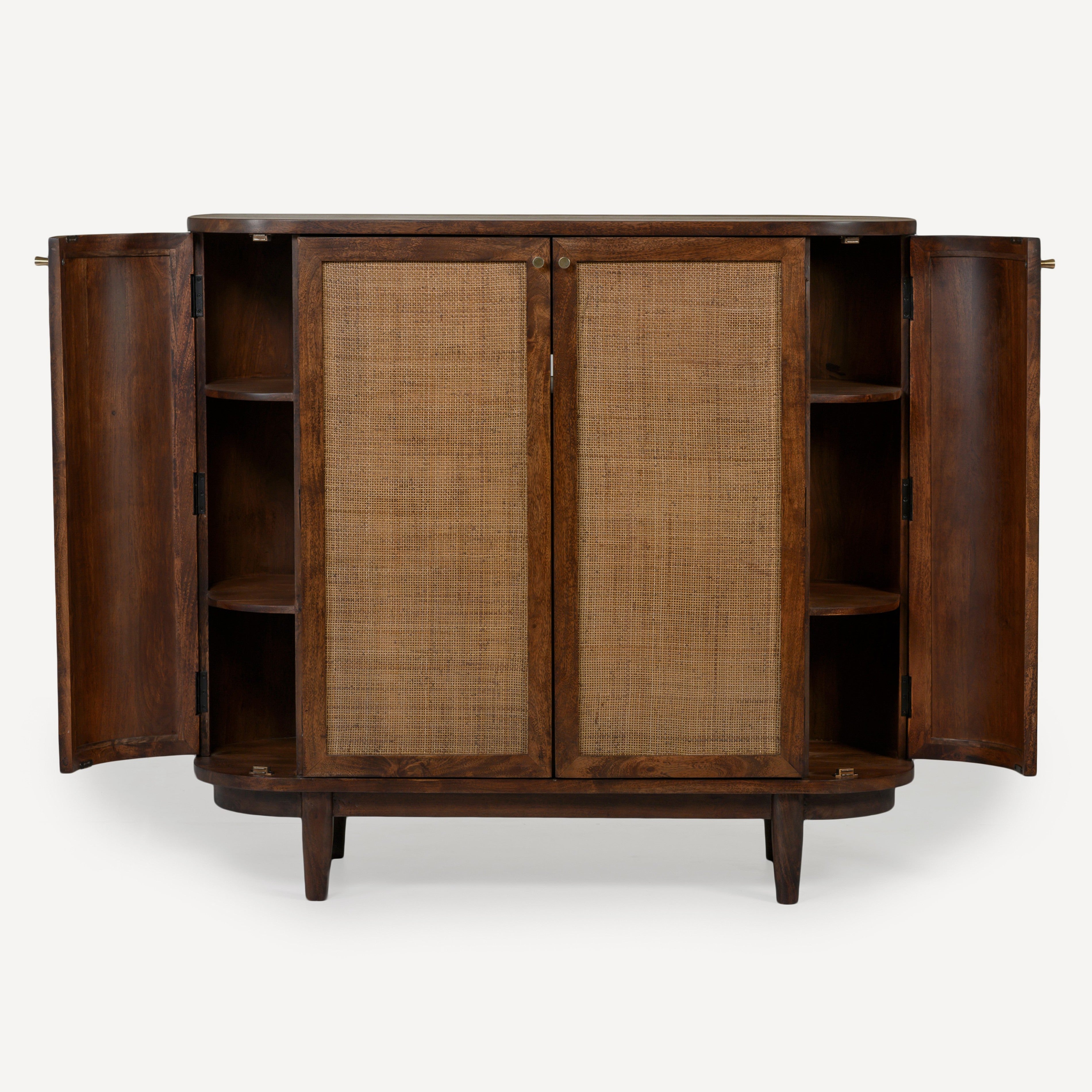 Canggu Storage Cane Solid Wood Cabinet
