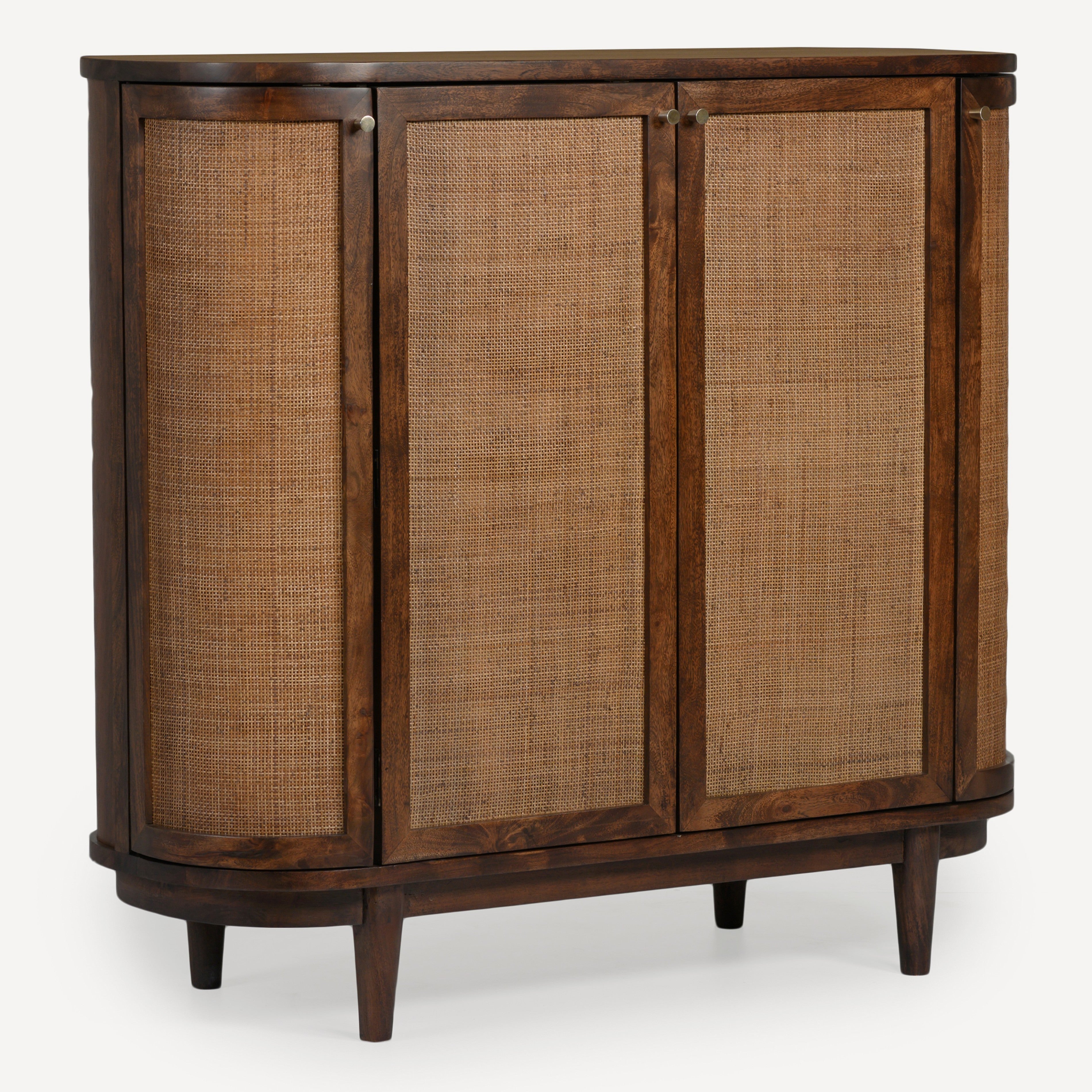 Canggu Storage Cane Solid Wood Cabinet
