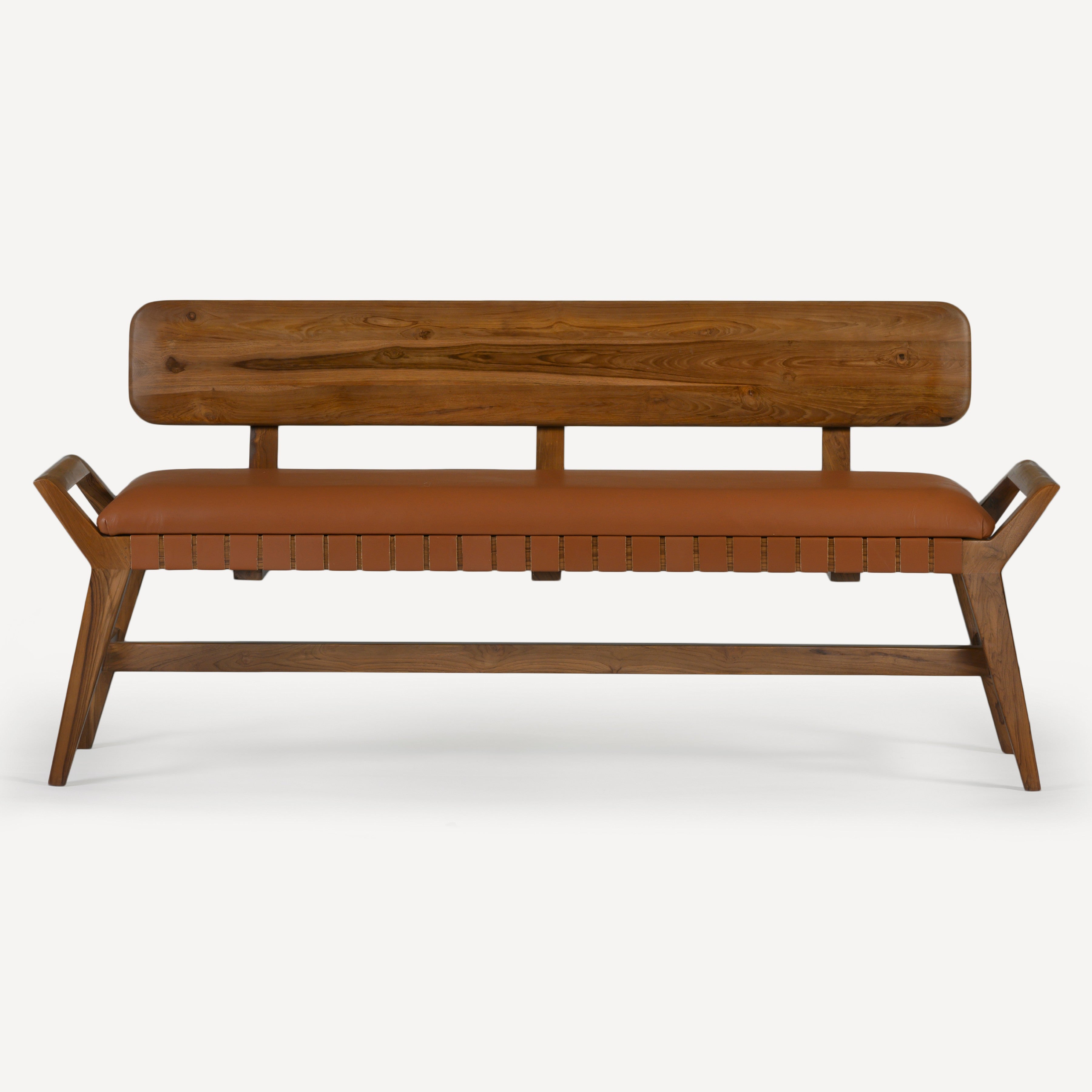 Robertson Recycled Teak Leather Bench