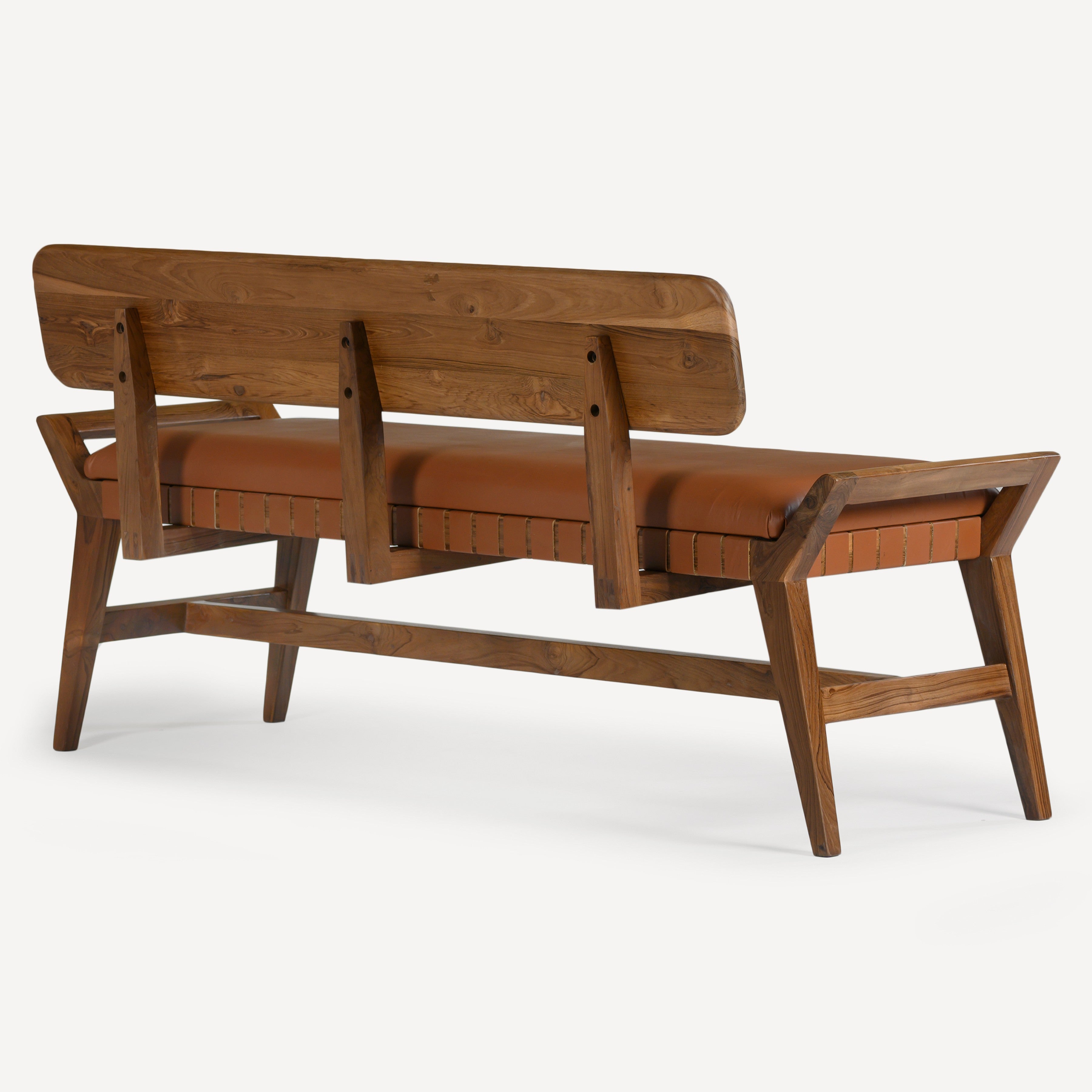 Robertson Recycled Teak Leather Bench