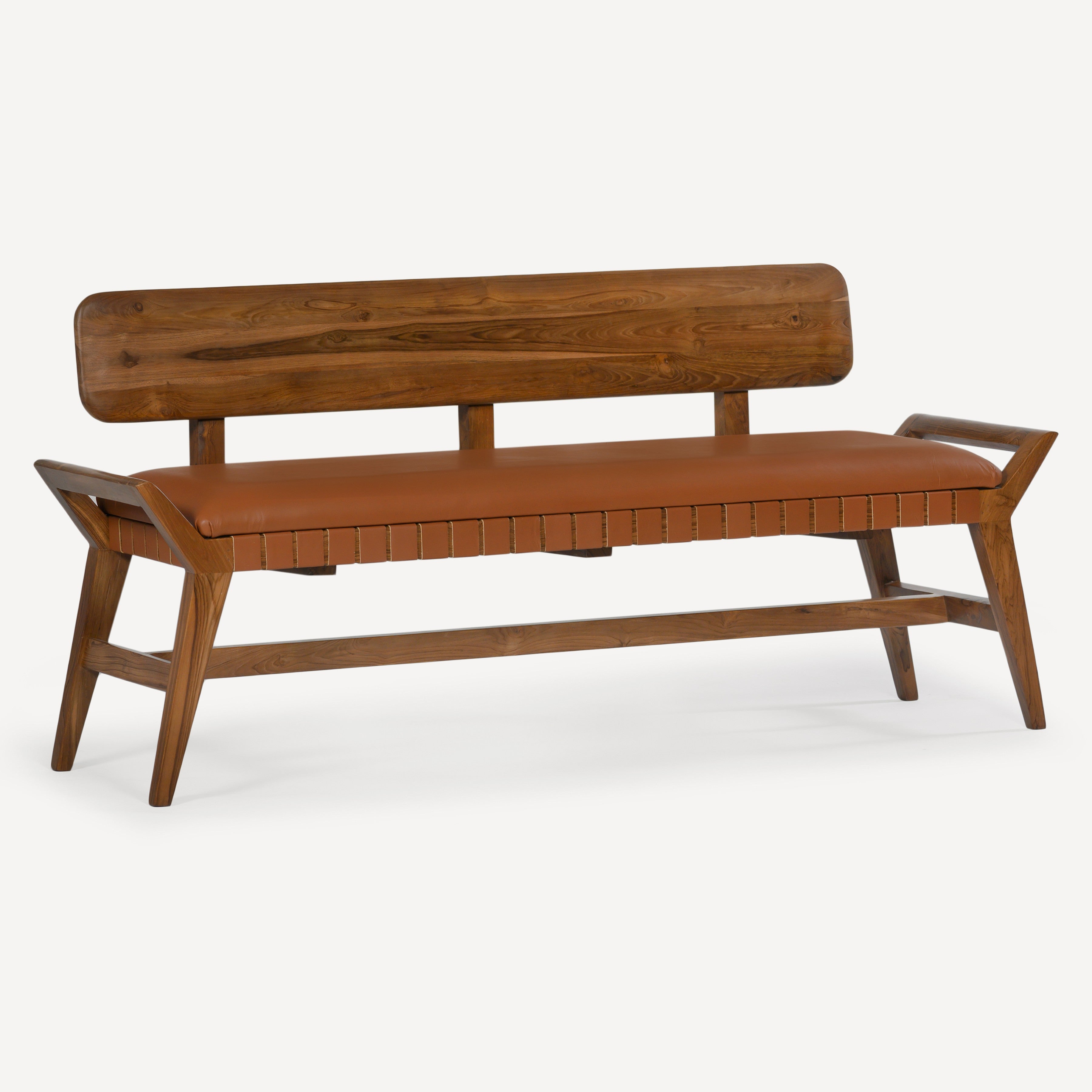 Robertson Recycled Teak Leather Bench