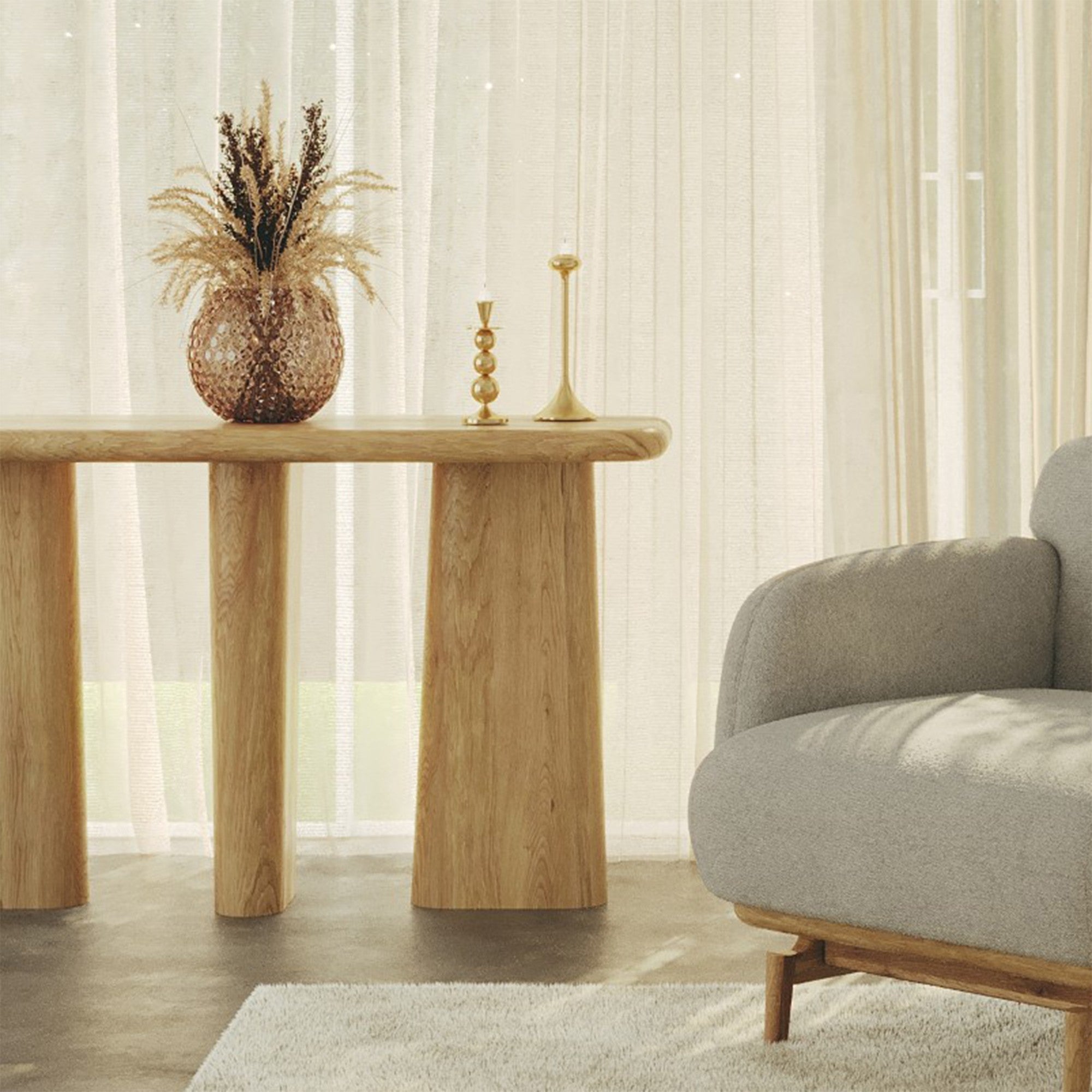 Laurel Solid White Oak Console Table