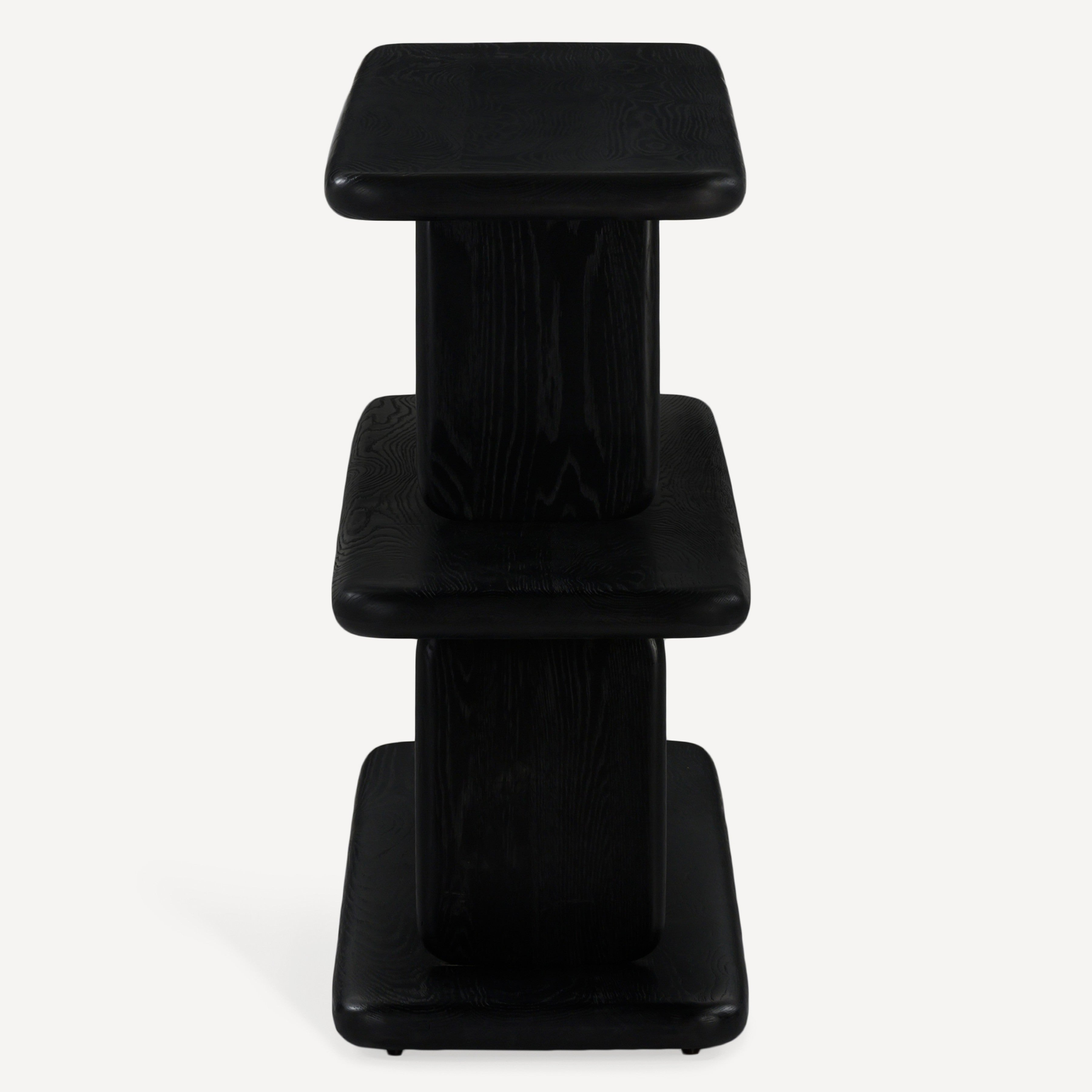 Laurel Solid White Oak Low Shelving - Charcoal