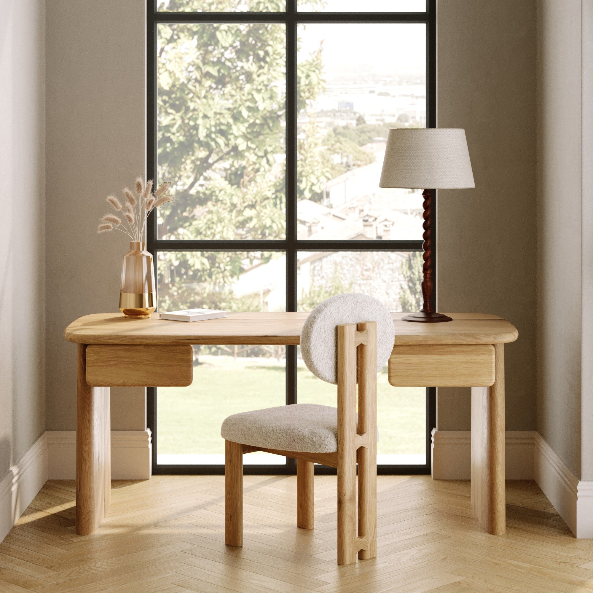 Laurel Solid White Oak Desk 66" - Natural