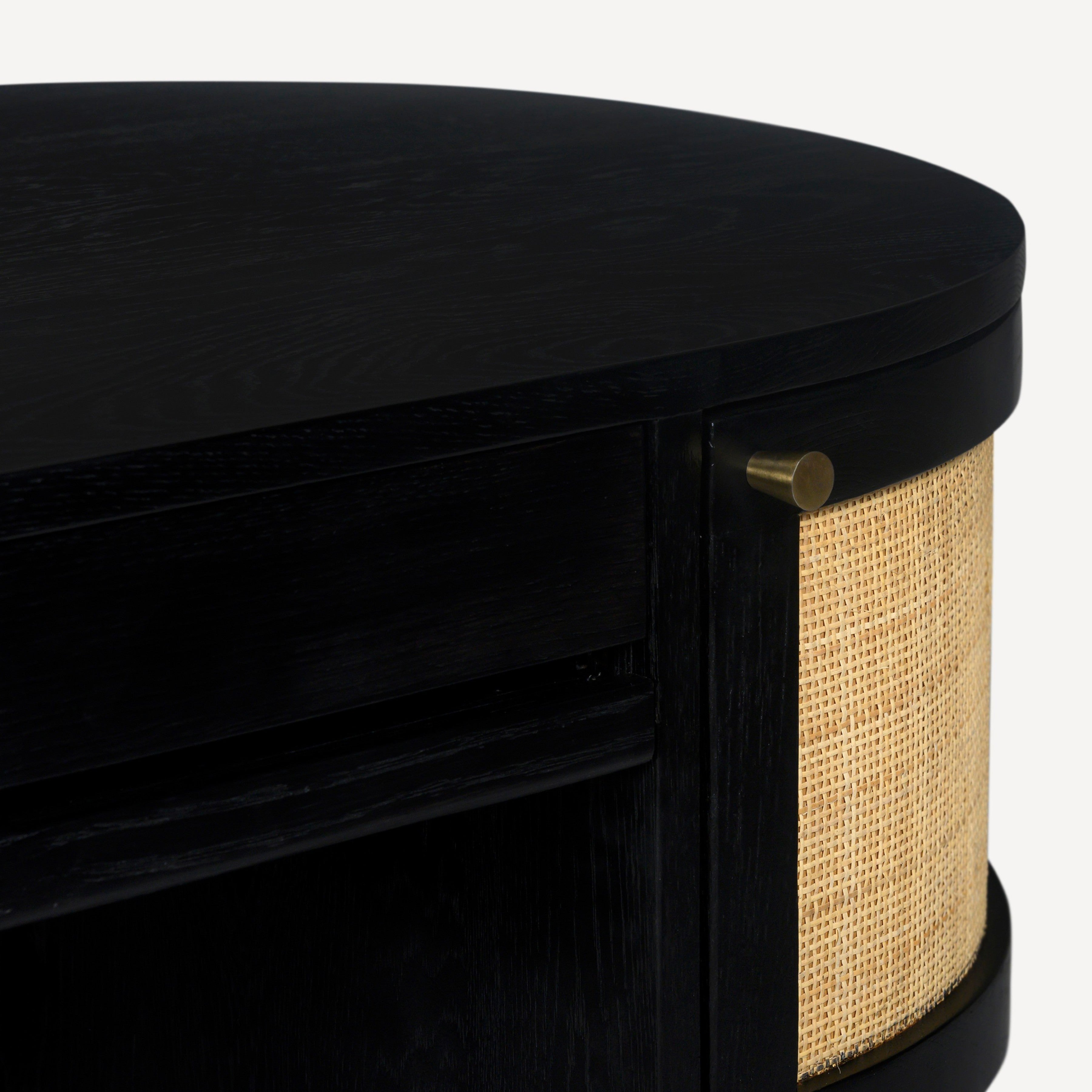 Canggu Cane Solid Wood Desk - Charcoal