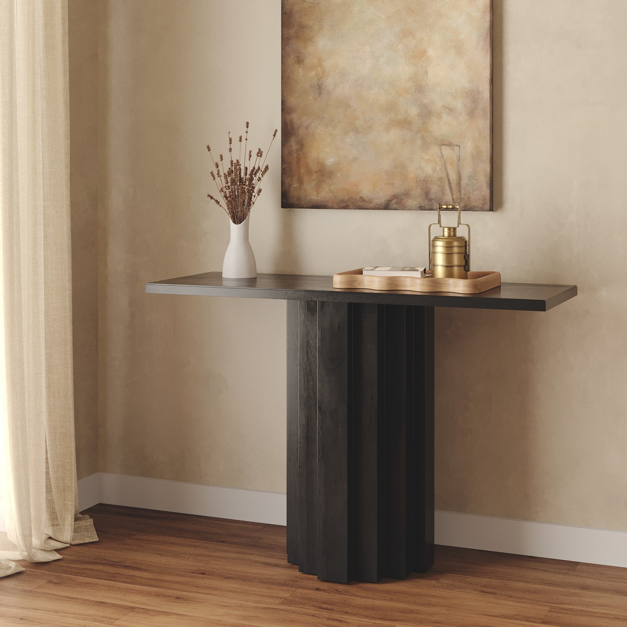 Range Solid Wood Console - Charcoal