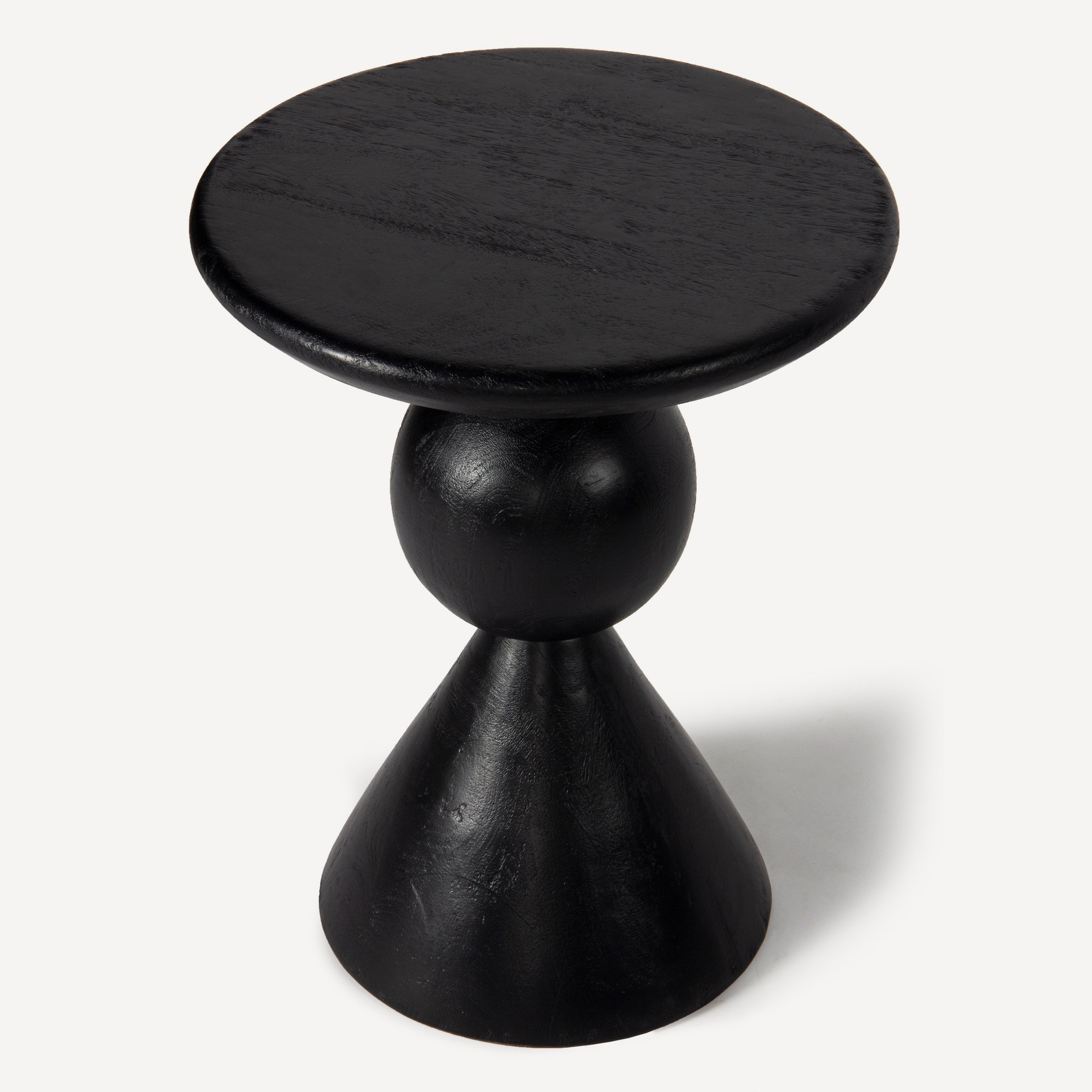 Kebab Solid Wood Side Table - Charcoal