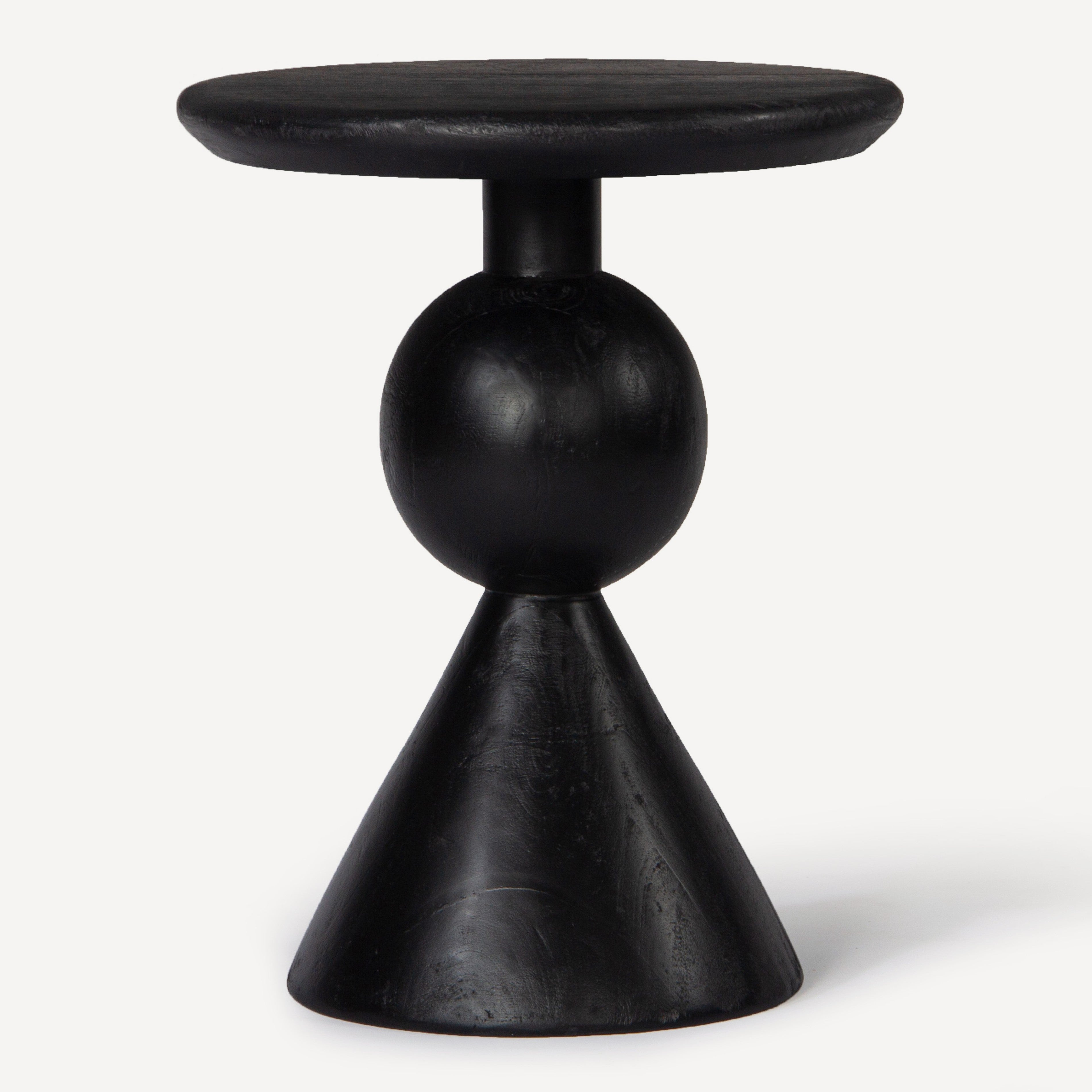 Kebab Solid Wood Side Table - Charcoal