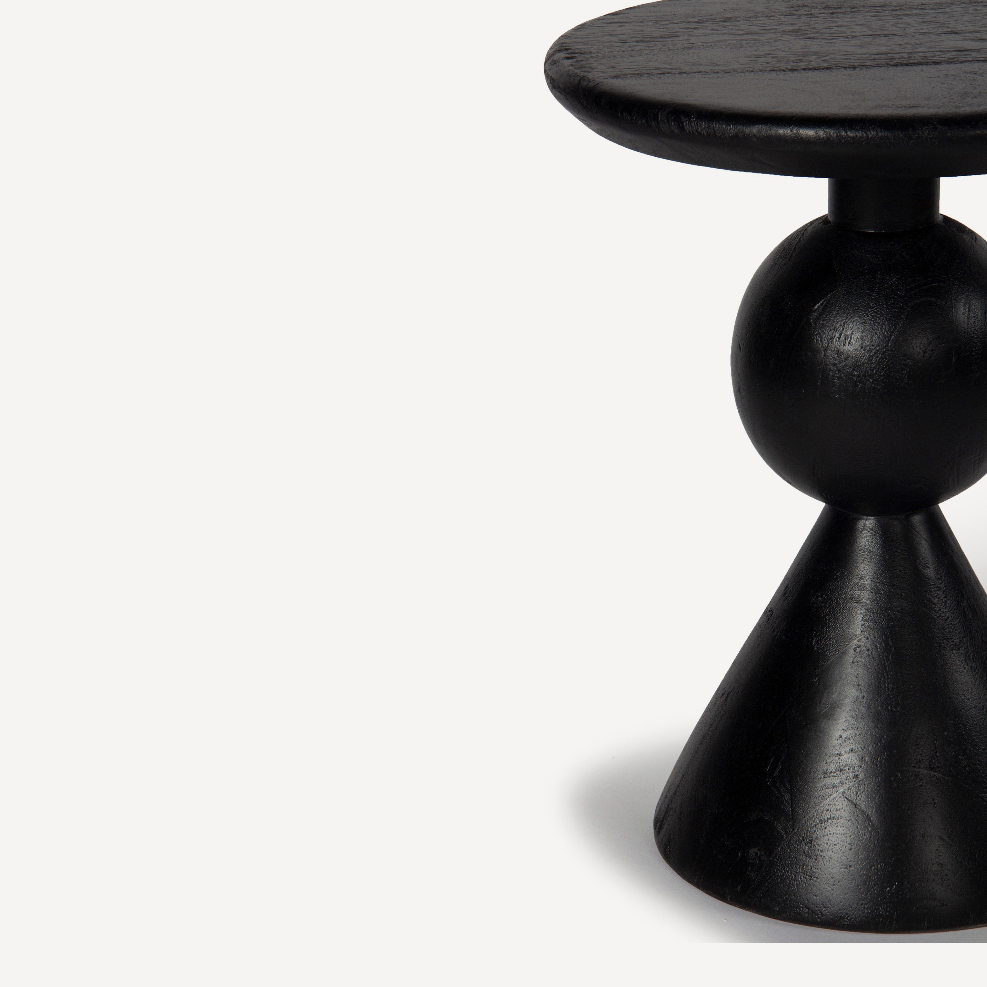 Kebab Solid Wood Side Table - Charcoal