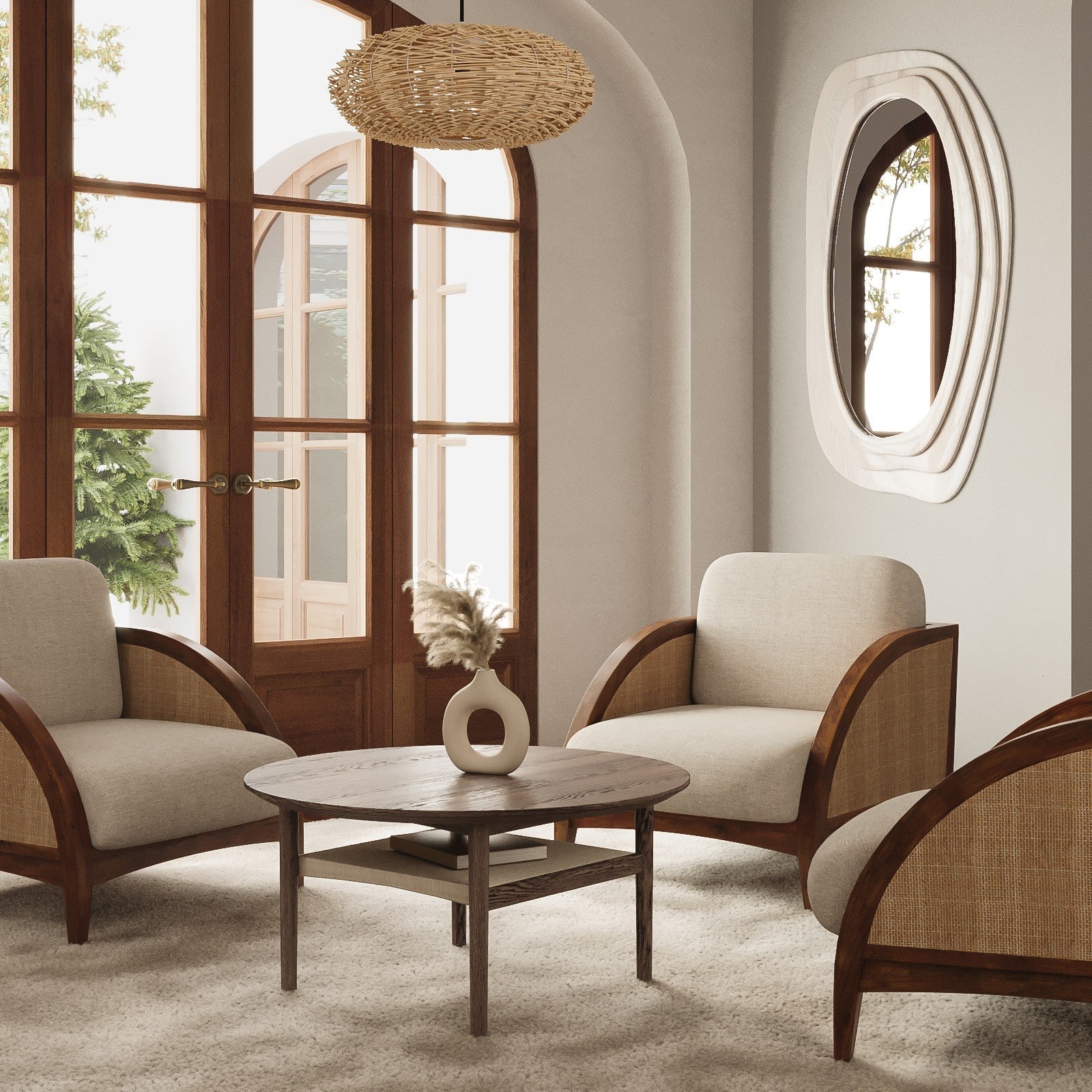 Francisco Cane Solid Wood Lounge