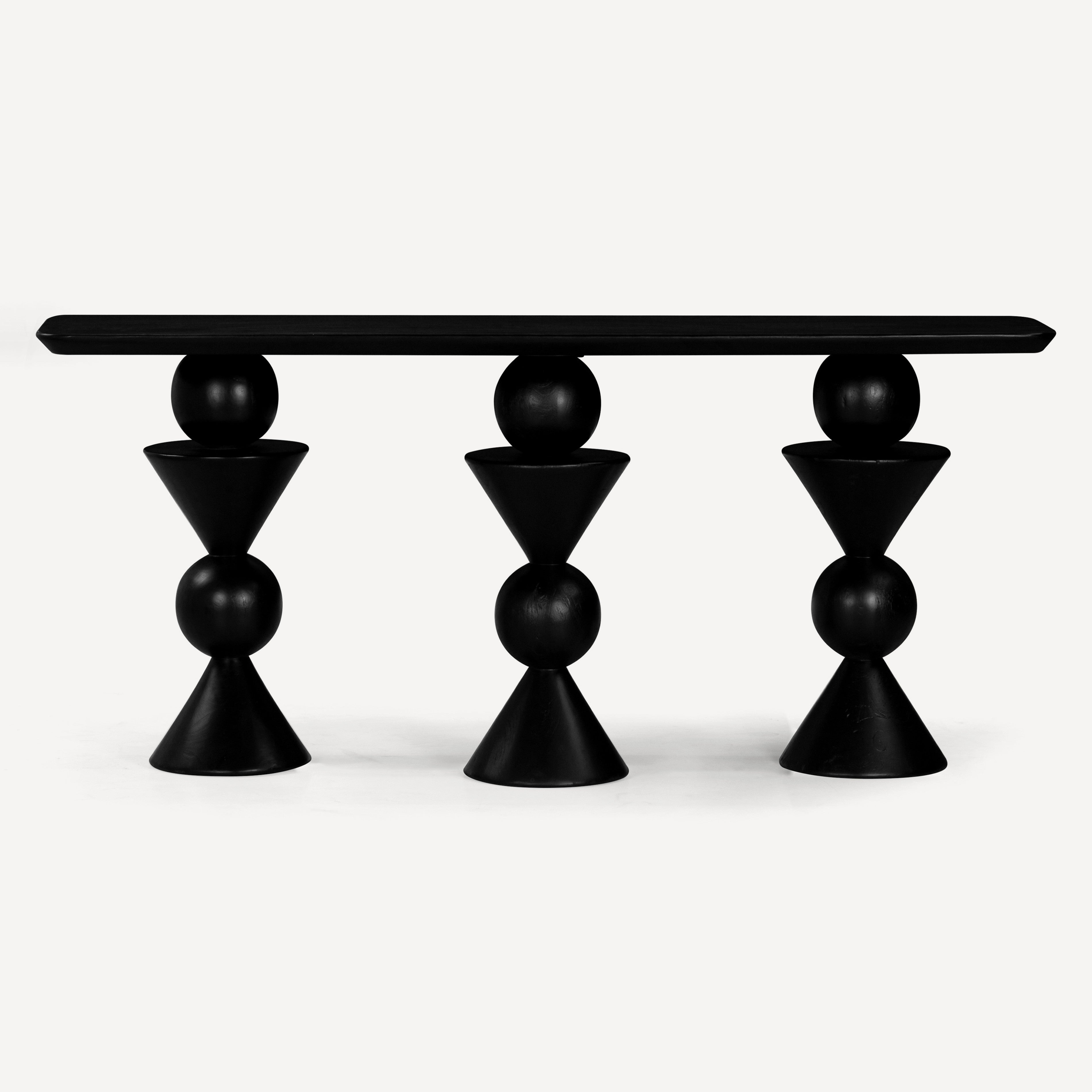 Kebab Solid Wood Console Table - Charcoal