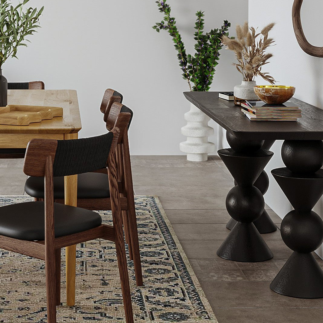 Kebab Solid Wood Console Table - Charcoal
