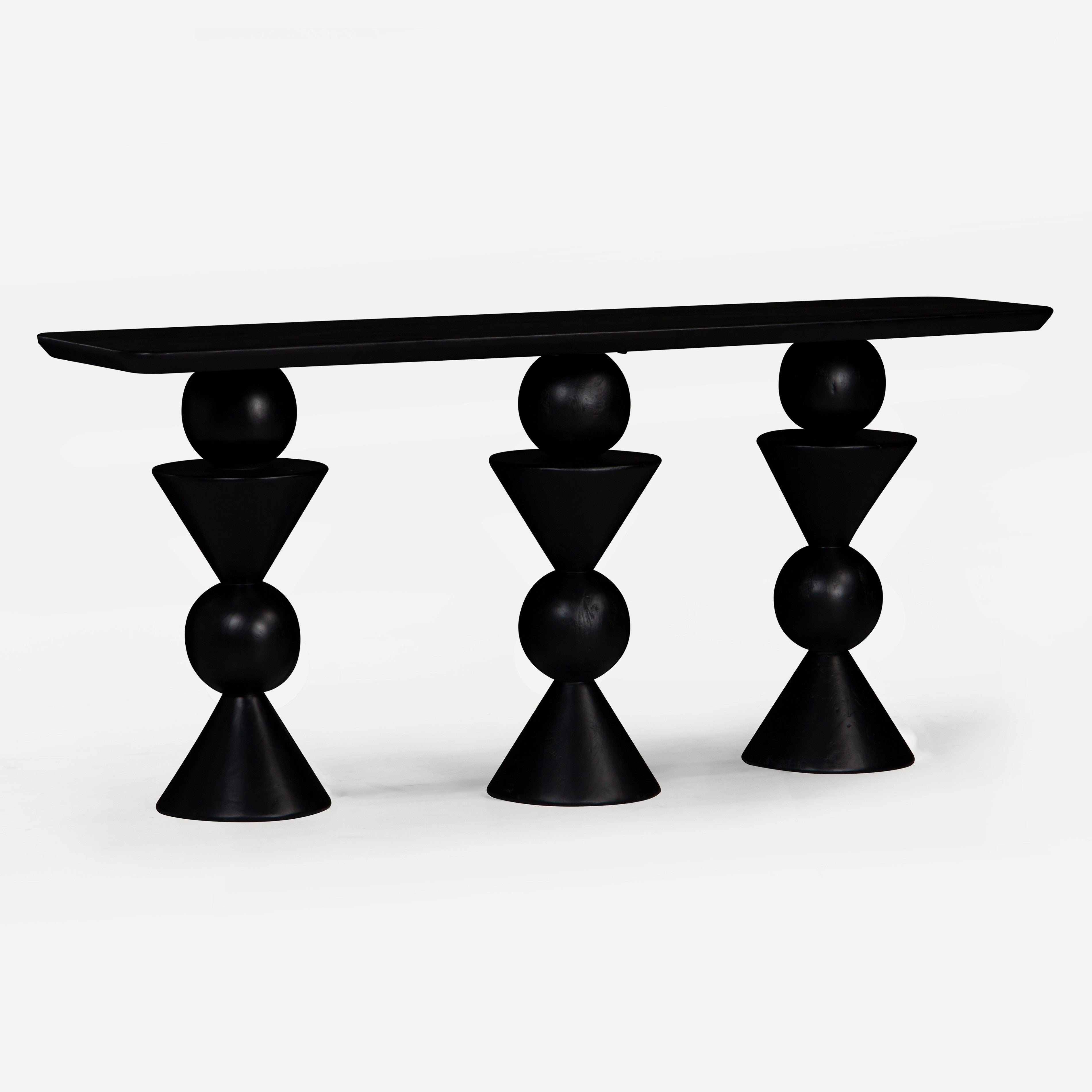 Kebab Solid Wood Console Table - Charcoal