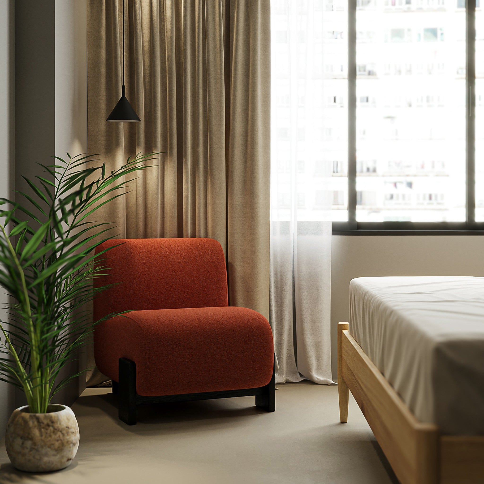 Hudson Upholstered Solid Oak Accent Chair