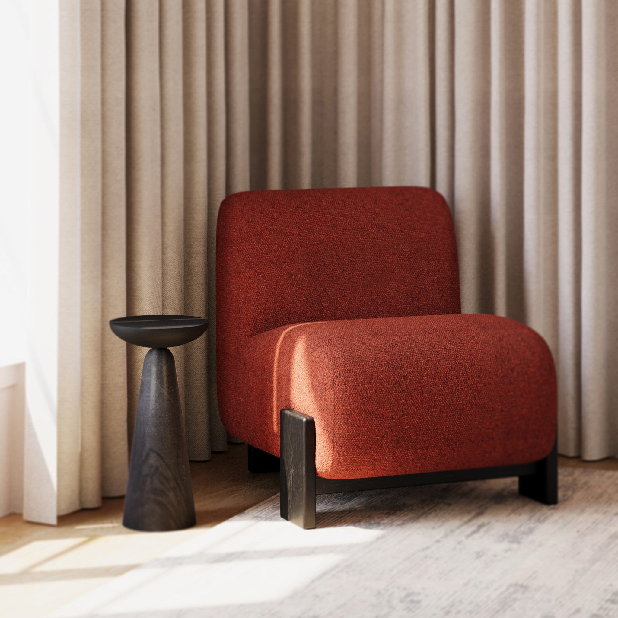 Hudson Upholstered Solid Oak Accent Chair