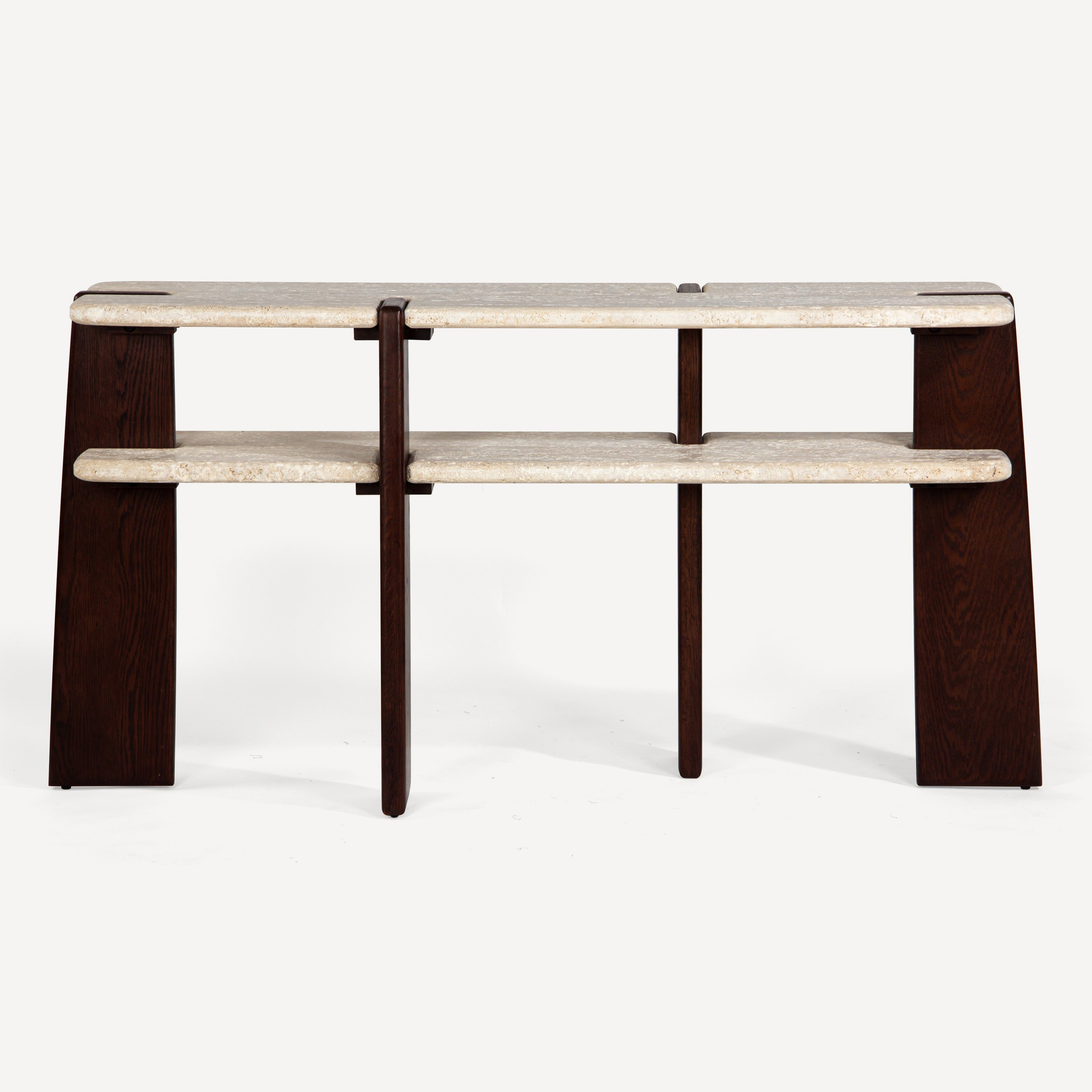 Planar Travertine Oak Console