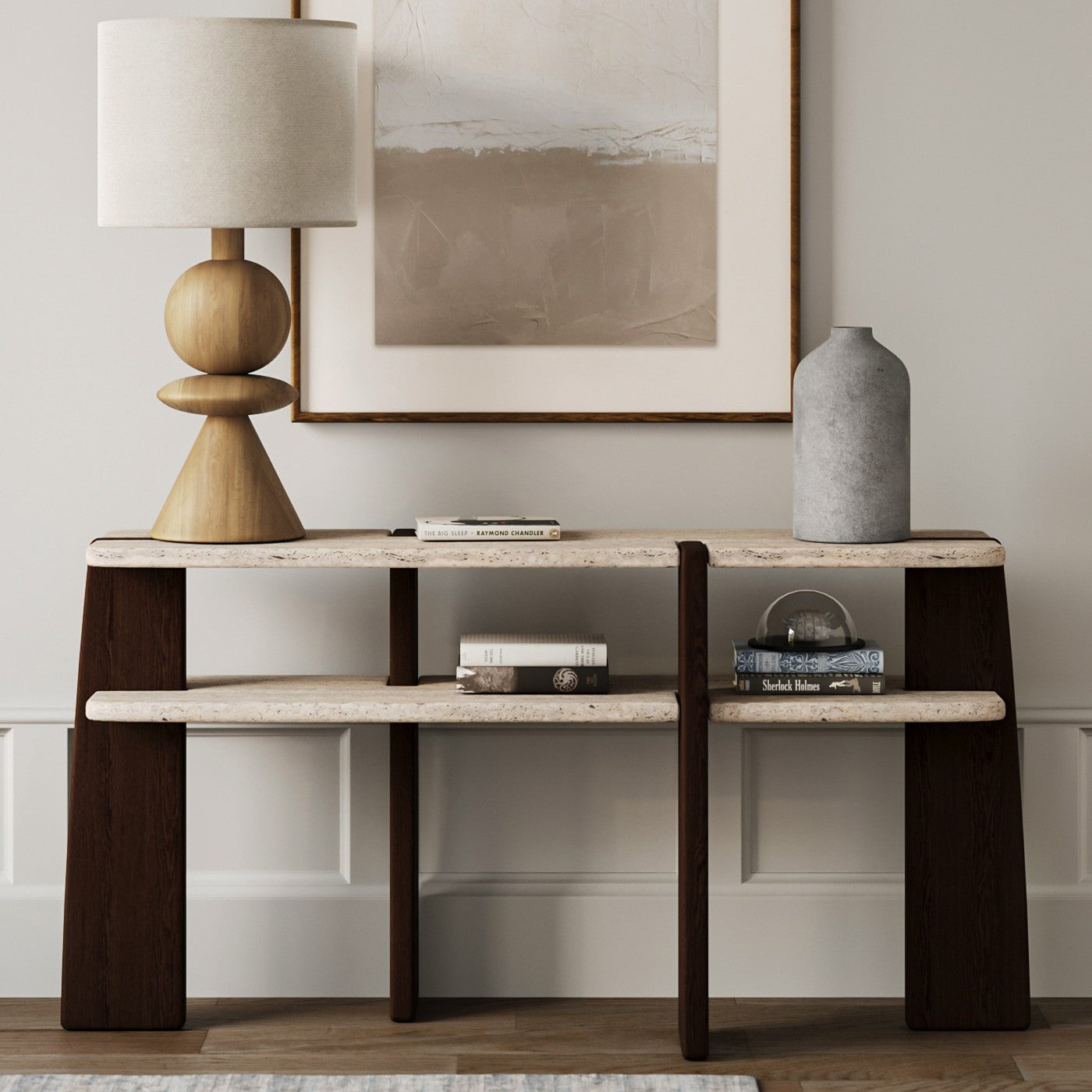 Planar Travertine Oak Console