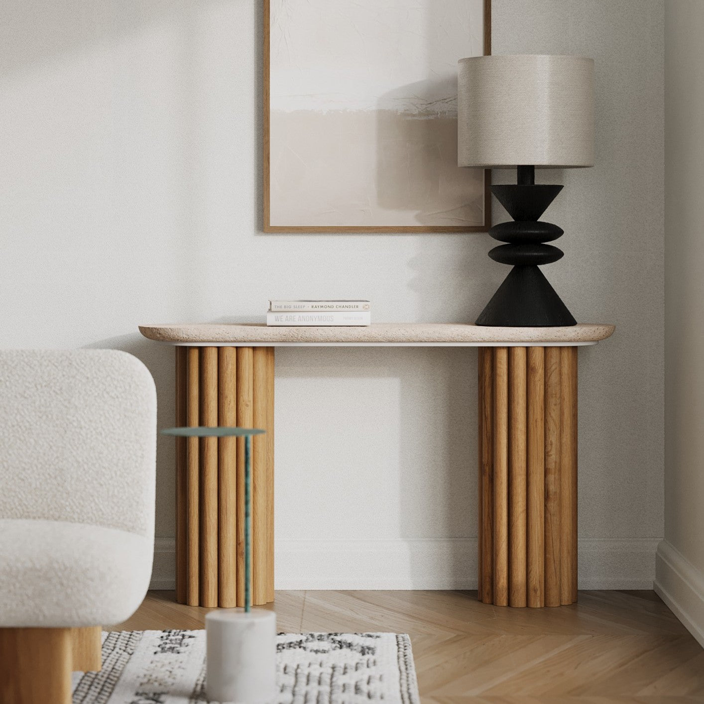 Lyla Travertine Oak Console Table