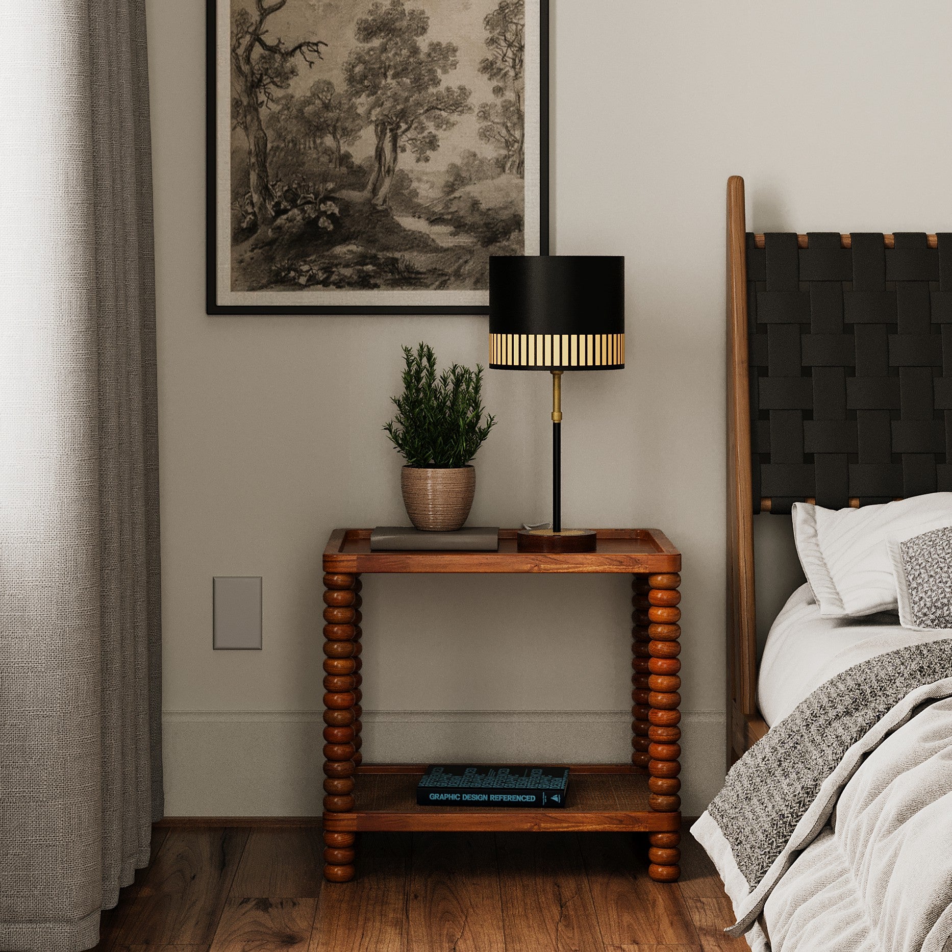 Twist Cane Solid Wood Side Table